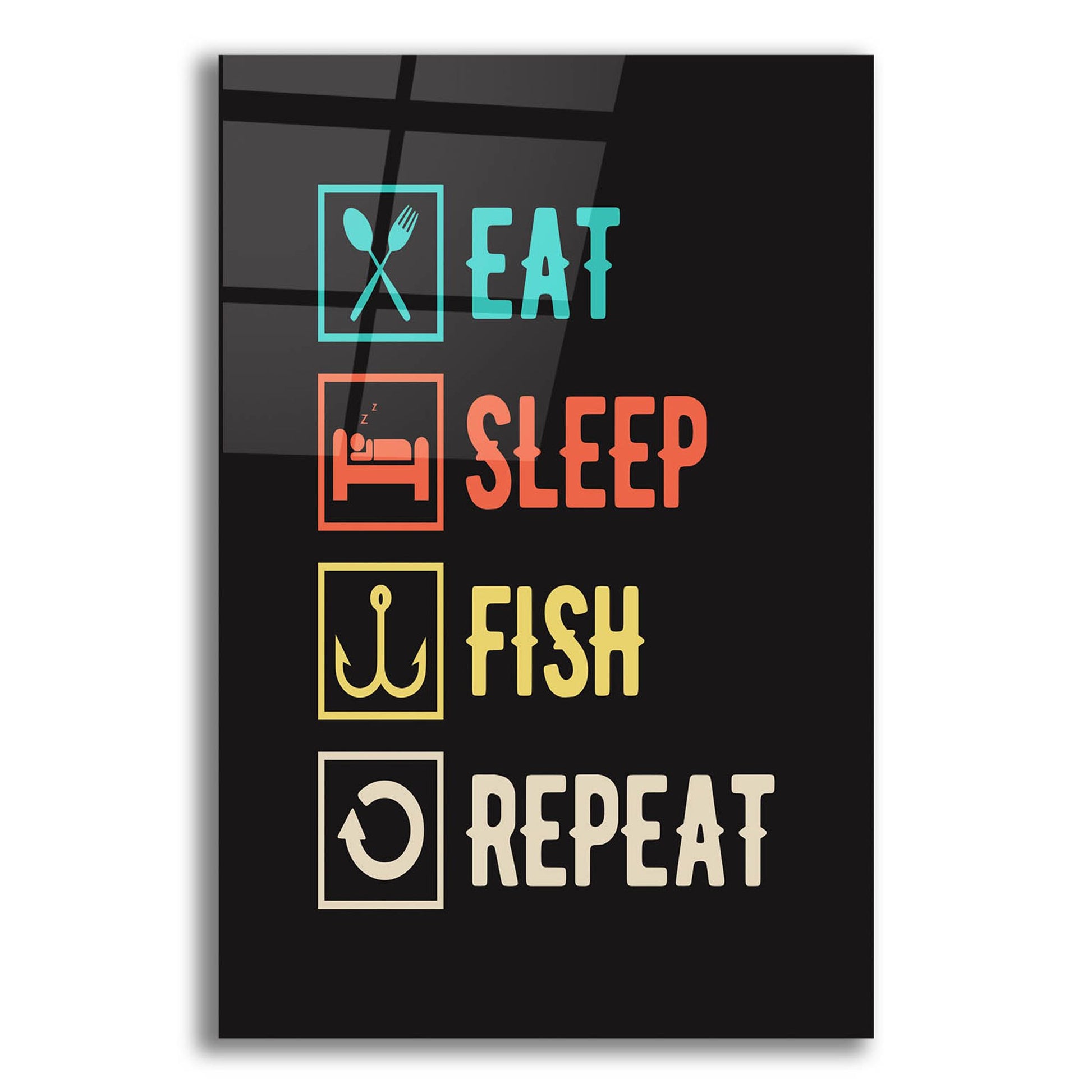 Epic Art 'Eat Sleep Fish Repeat' by Epic Portfolio, Acrylic Glass Wall Art