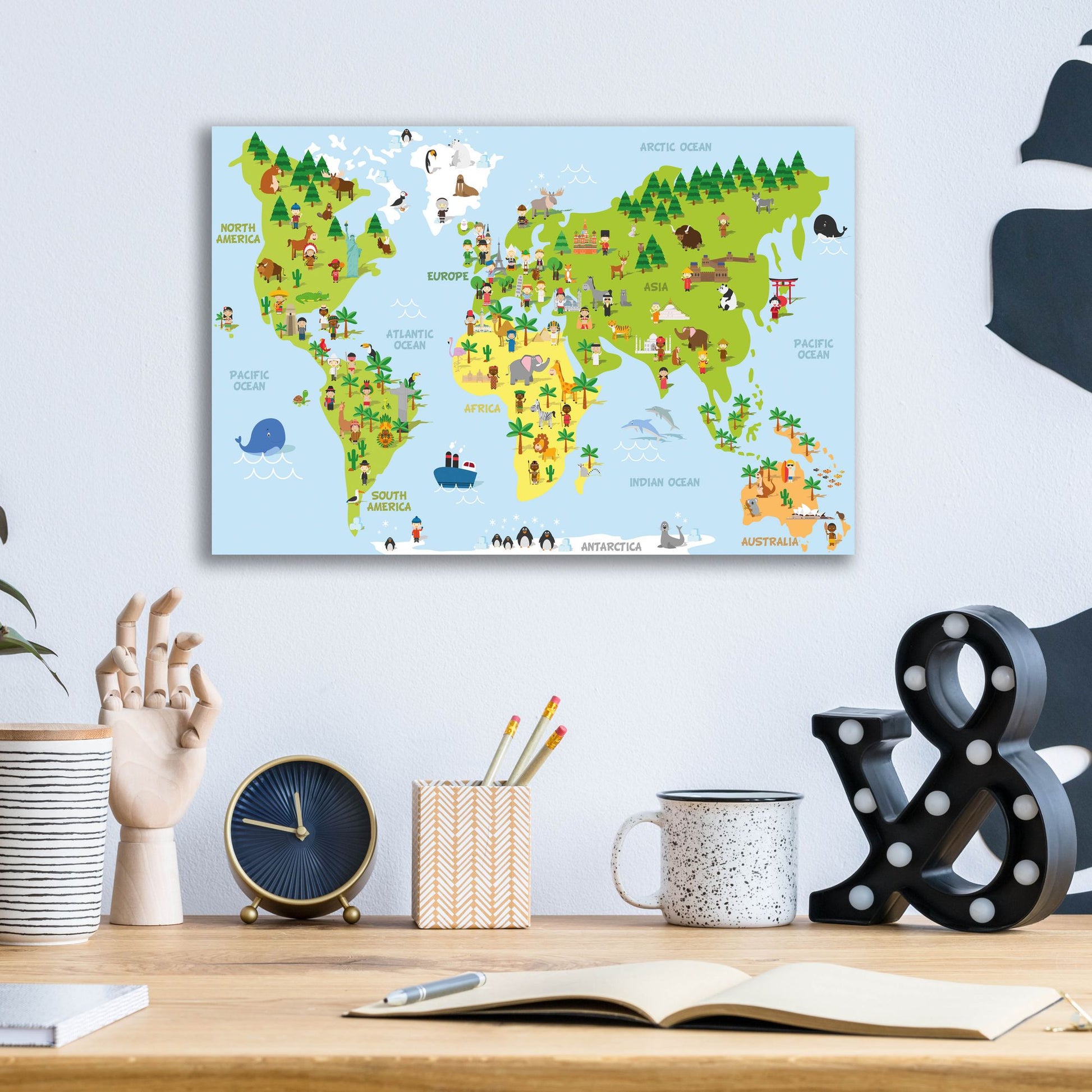 Epic Art 'Kids Map' by Epic Portfolio, Acrylic Glass Wall Art,16x12