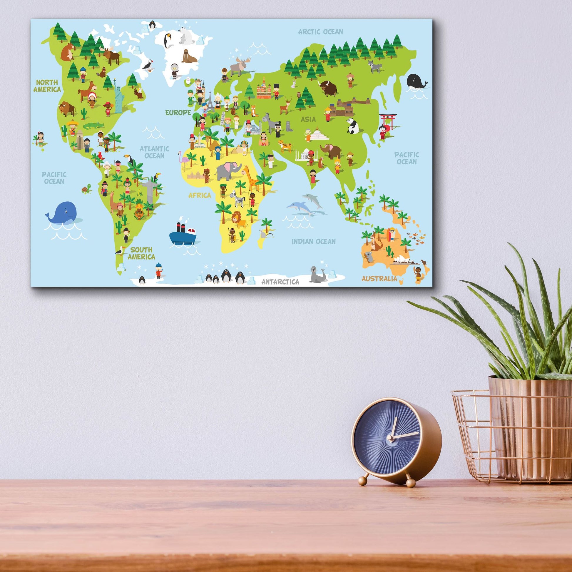 Epic Art 'Kids Map' by Epic Portfolio, Acrylic Glass Wall Art,16x12