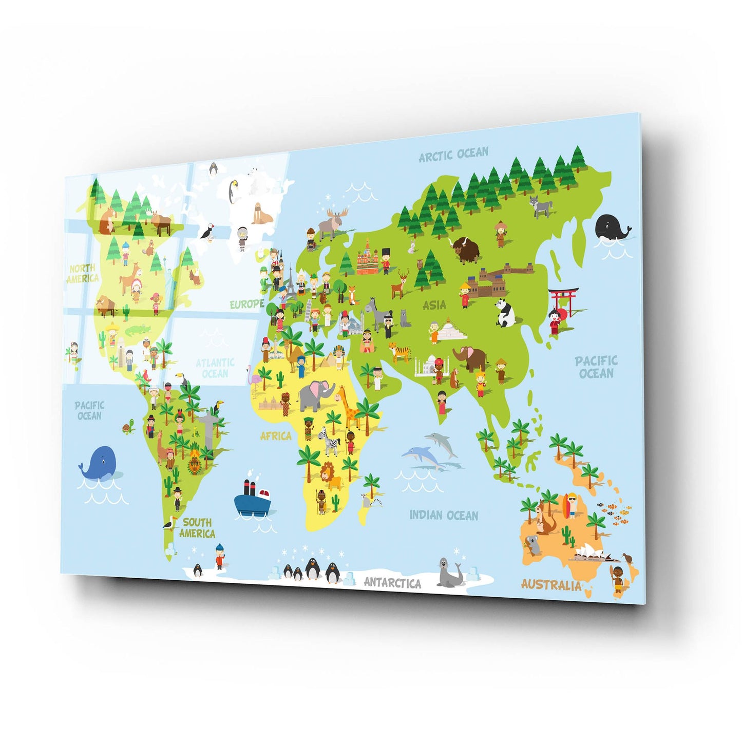 Epic Art 'Kids Map' by Epic Portfolio, Acrylic Glass Wall Art,24x16