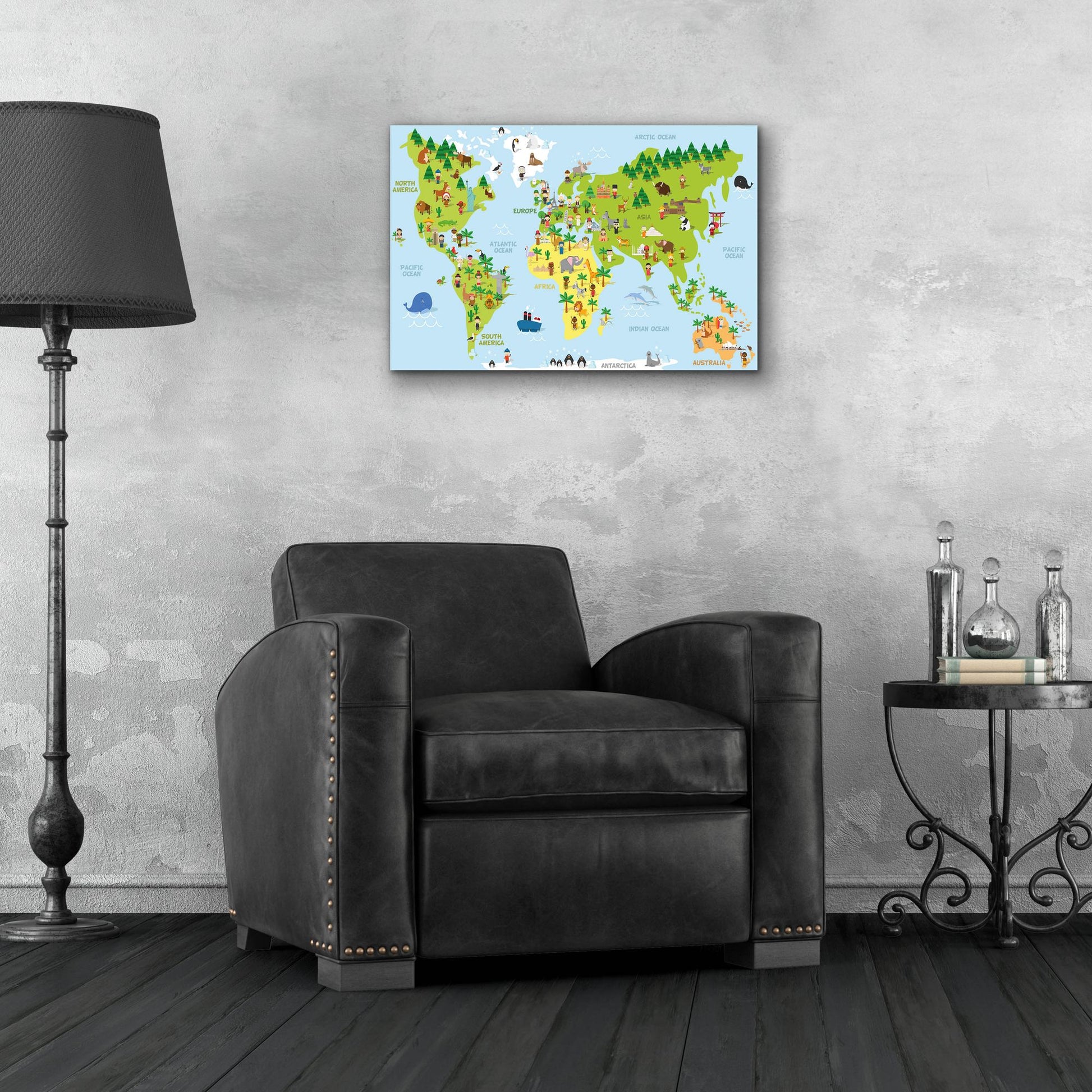 Epic Art 'Kids Map' by Epic Portfolio, Acrylic Glass Wall Art,24x16