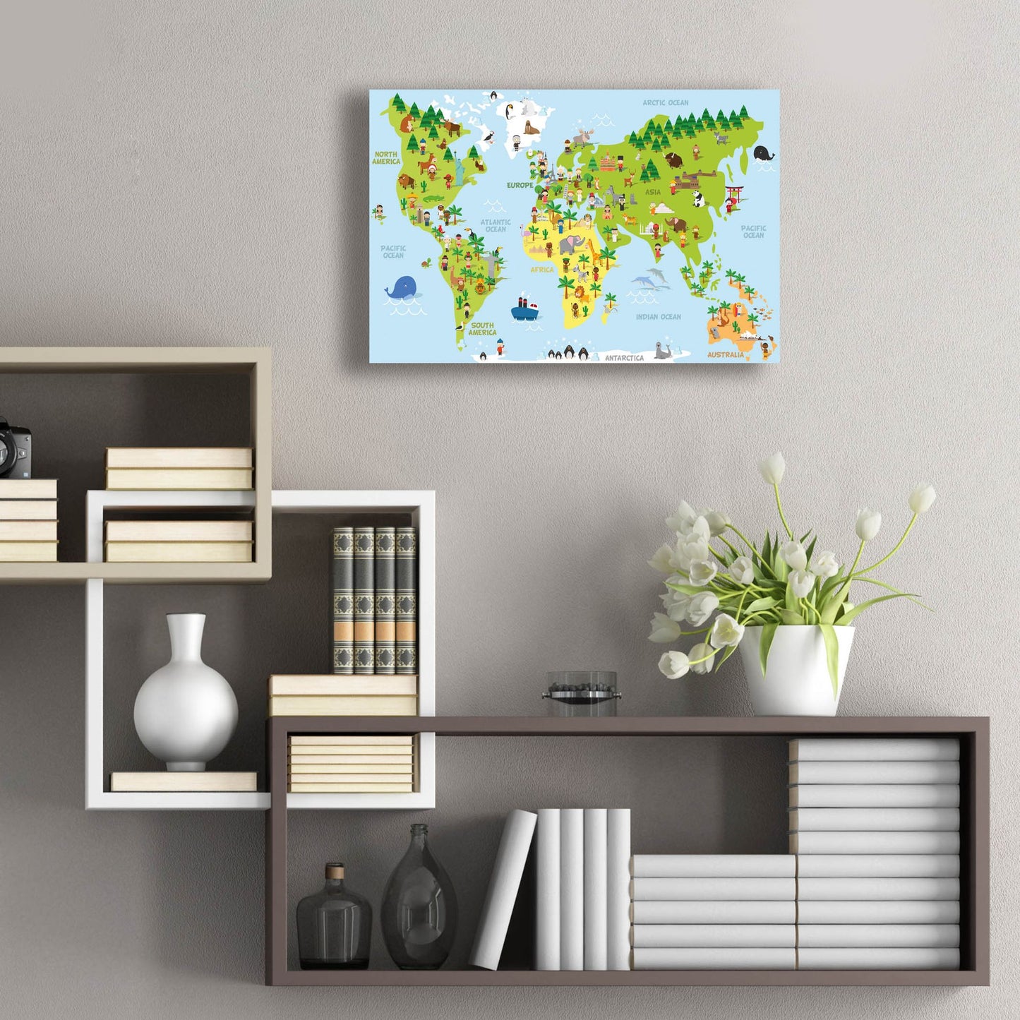 Epic Art 'Kids Map' by Epic Portfolio, Acrylic Glass Wall Art,24x16