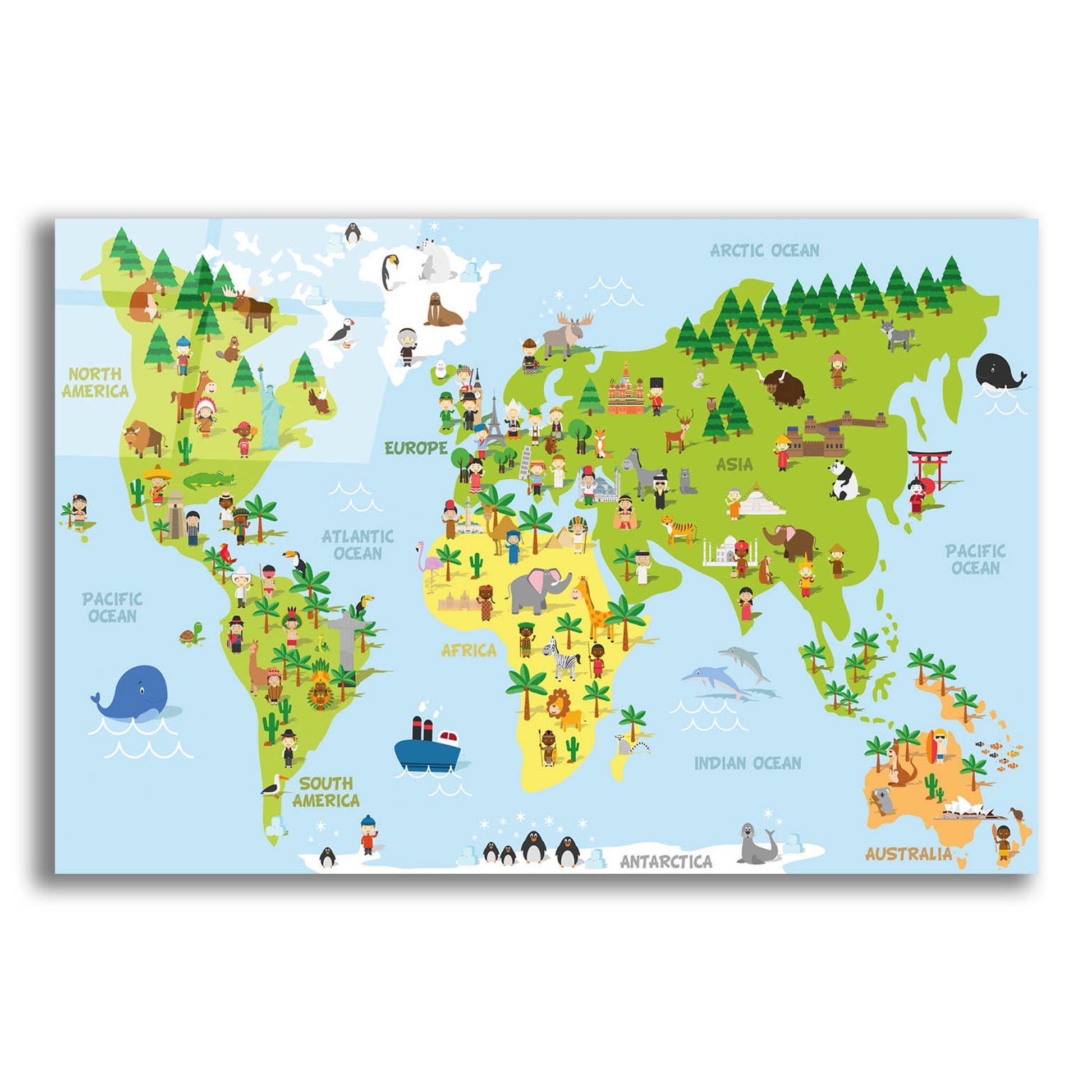 Epic Art 'Kids Map' by Epic Portfolio, Acrylic Glass Wall Art,24x16