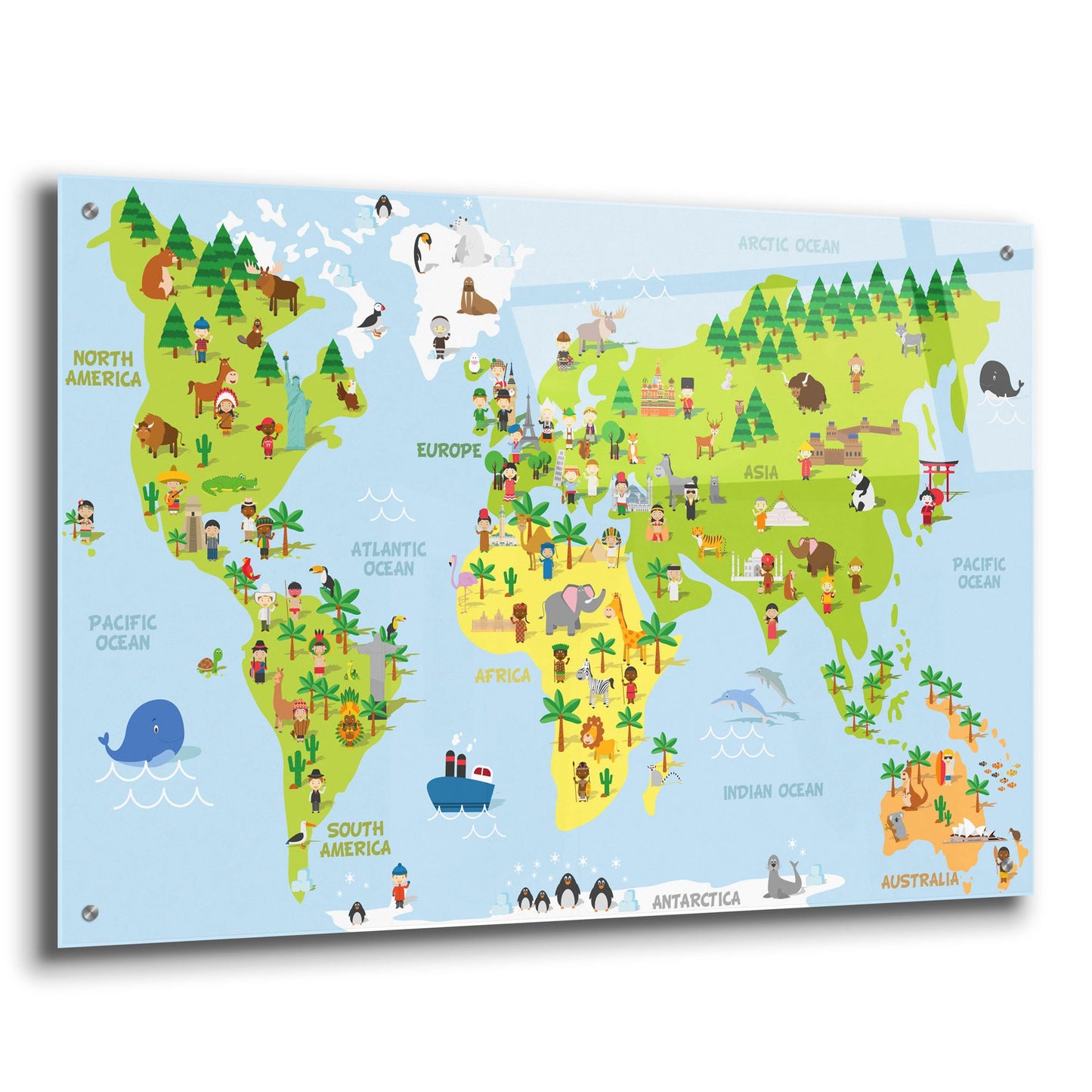 Epic Art 'Kids Map' by Epic Portfolio, Acrylic Glass Wall Art,36x24