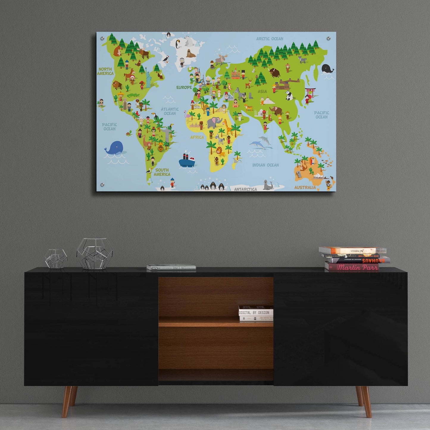 Epic Art 'Kids Map' by Epic Portfolio, Acrylic Glass Wall Art,36x24