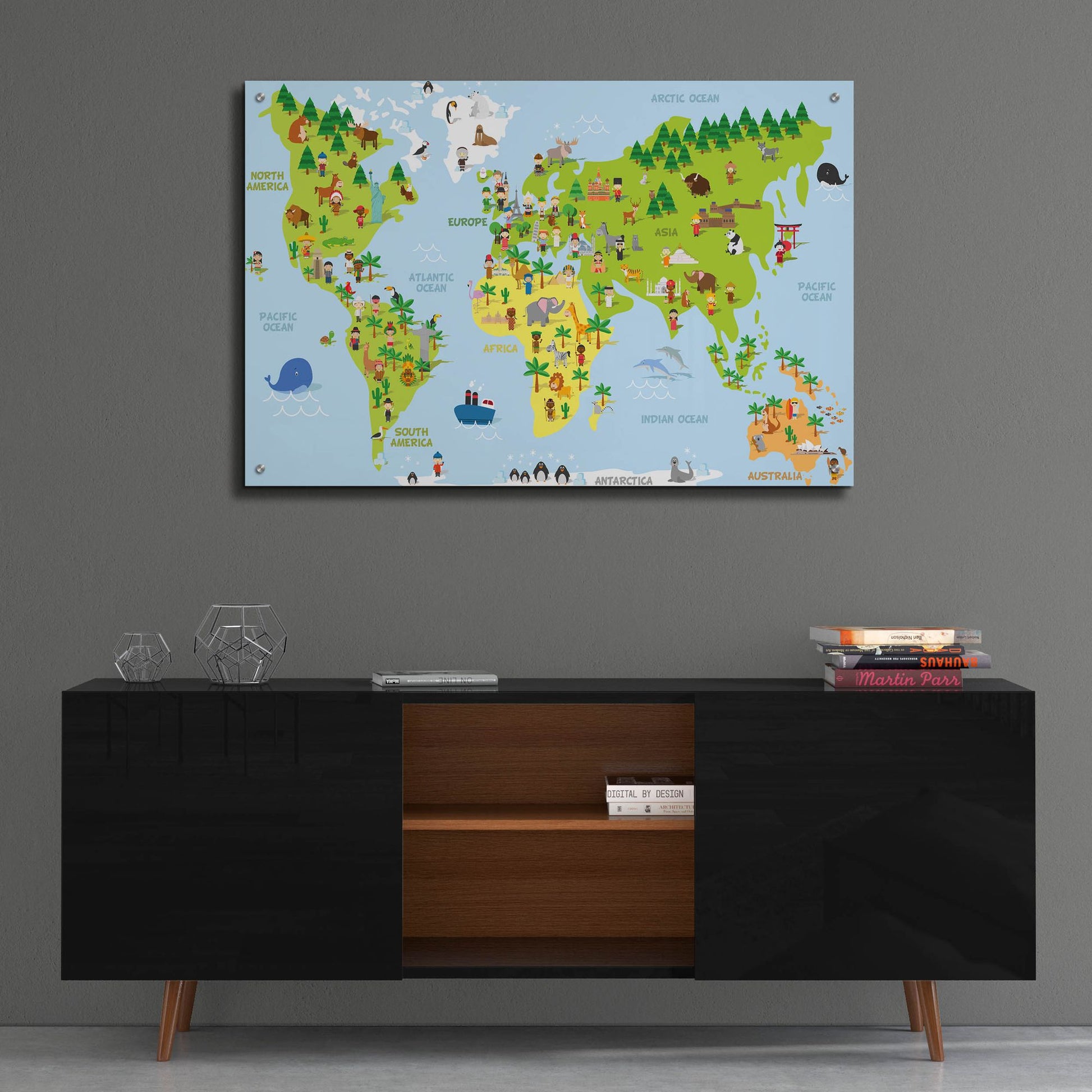 Epic Art 'Kids Map' by Epic Portfolio, Acrylic Glass Wall Art,36x24