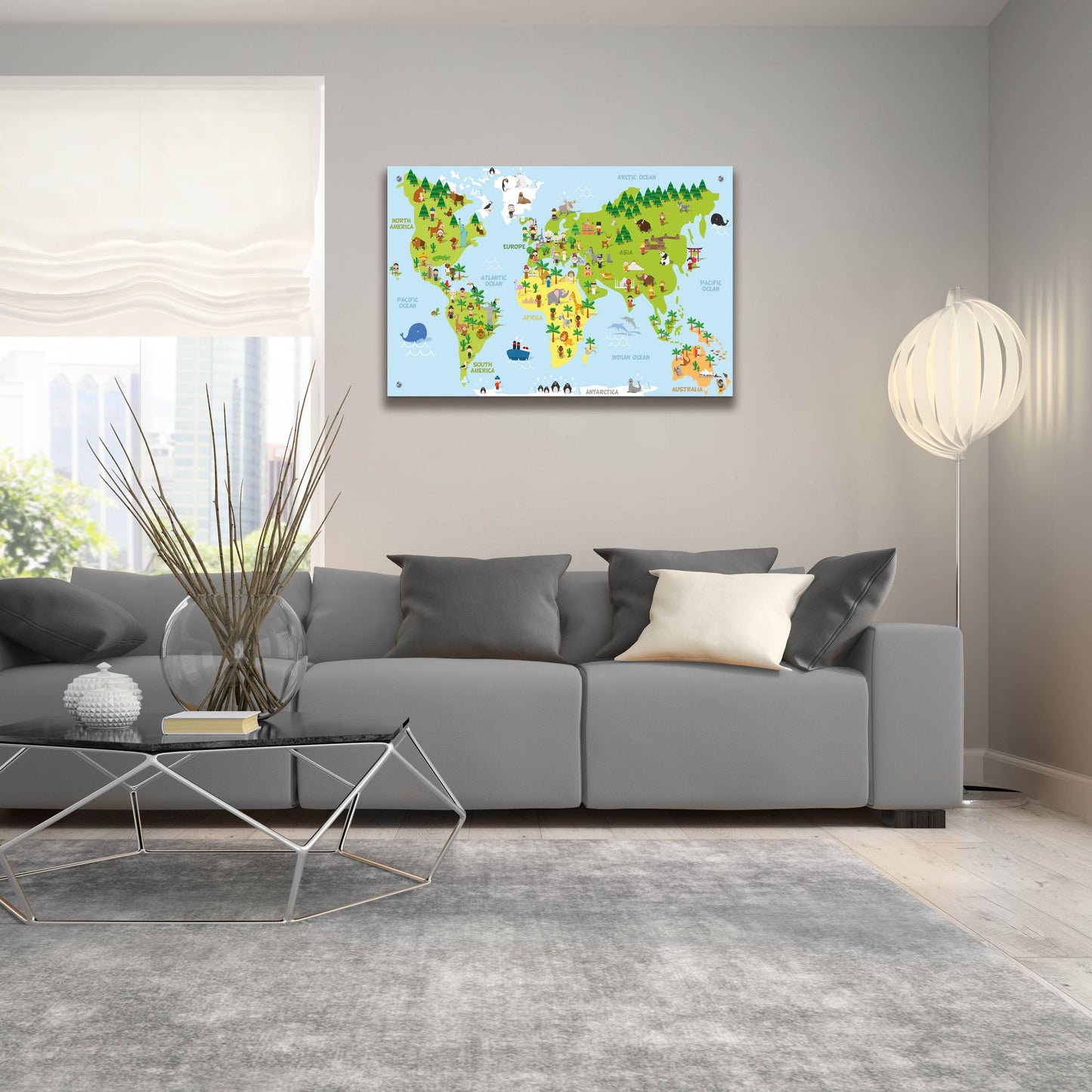 Epic Art 'Kids Map' by Epic Portfolio, Acrylic Glass Wall Art,36x24