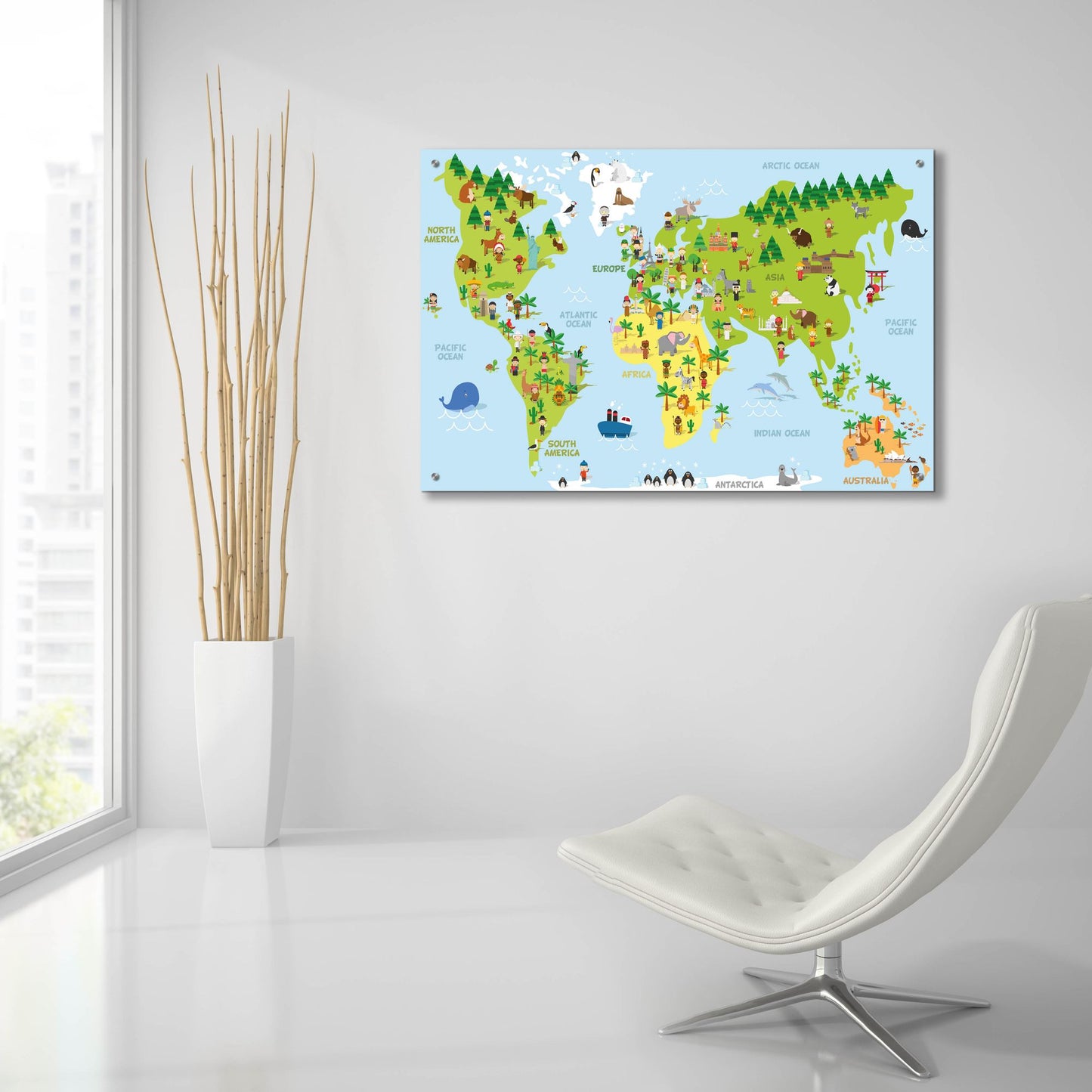 Epic Art 'Kids Map' by Epic Portfolio, Acrylic Glass Wall Art,36x24