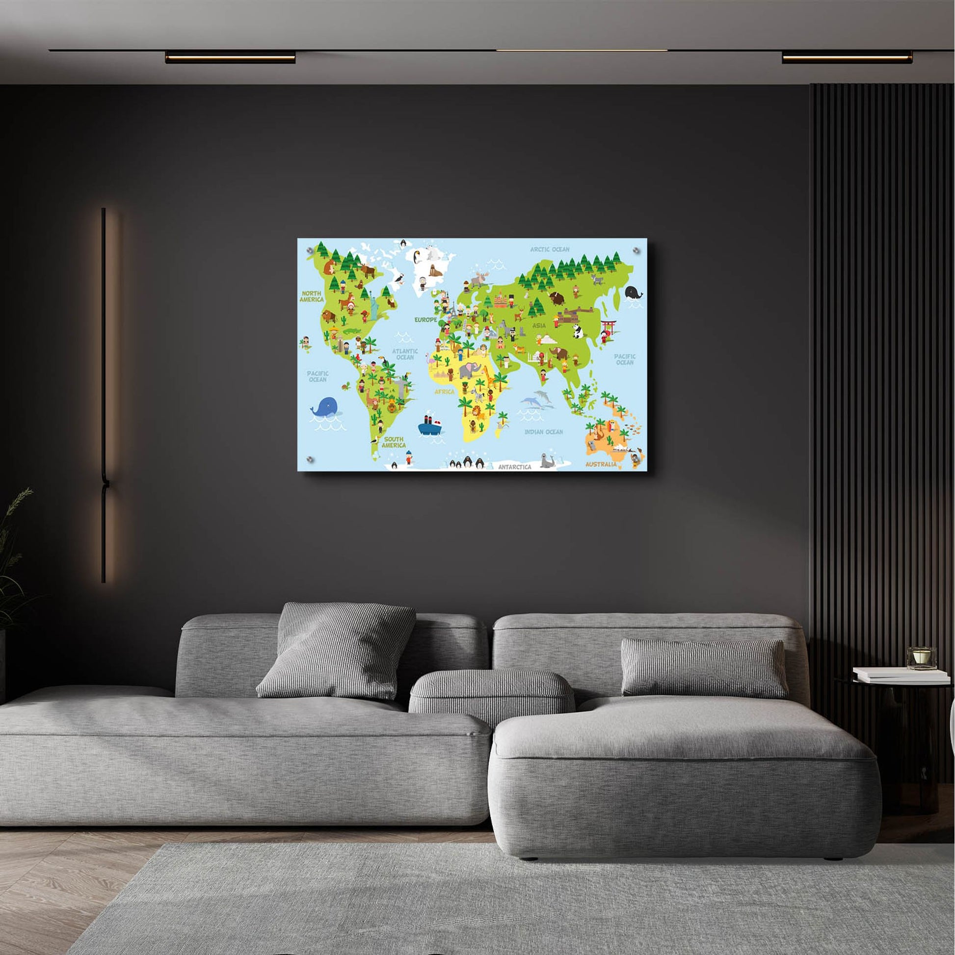 Epic Art 'Kids Map' by Epic Portfolio, Acrylic Glass Wall Art,36x24