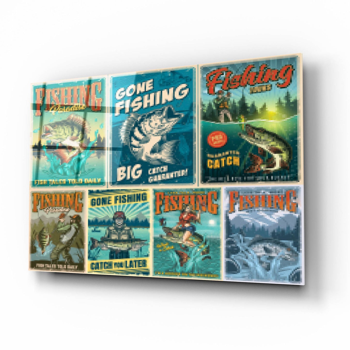 Epic Art 'Vintage Fish Adds' by Epic Portfolio, Acrylic Glass Wall Art,16x12