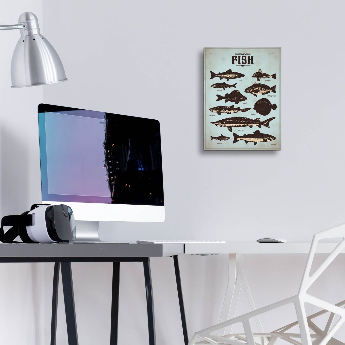 Epic Art 'Vintage Fish Poster' by Epic Portfolio, Acrylic Glass Wall Art,12x16