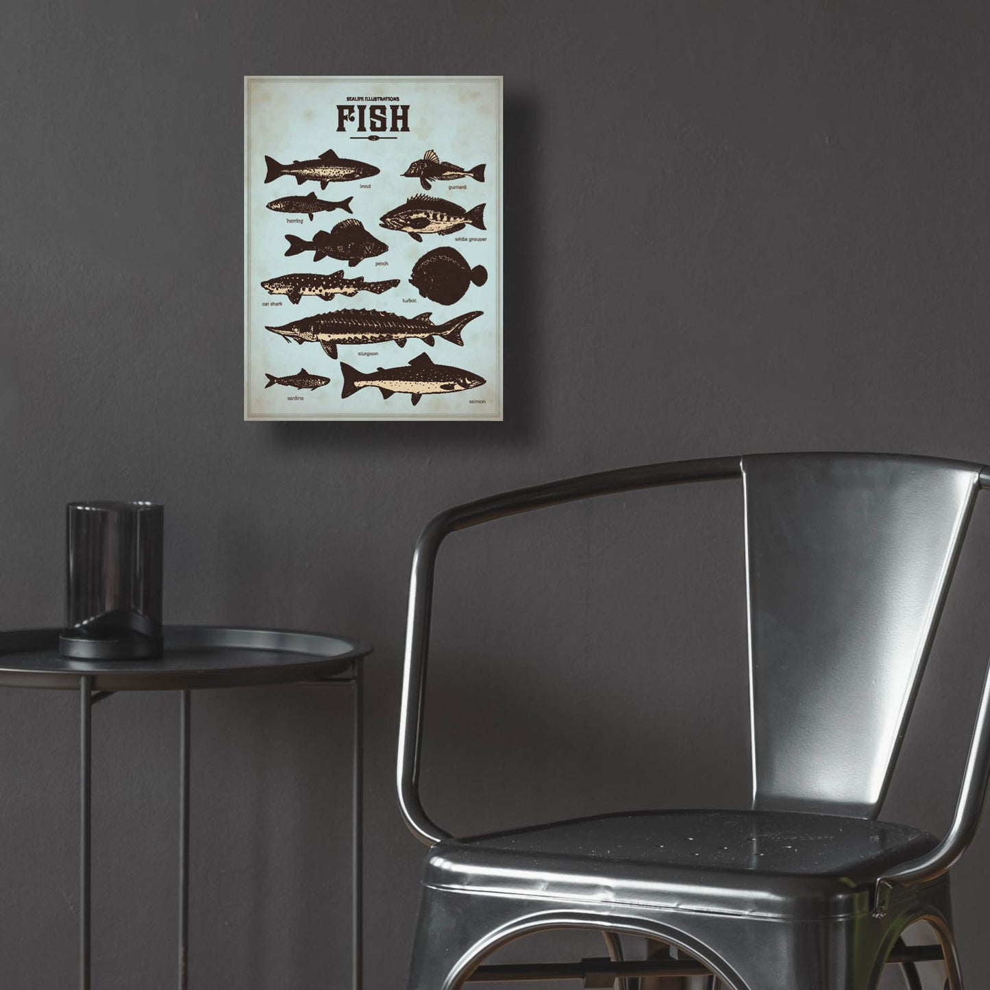 Epic Art 'Vintage Fish Poster' by Epic Portfolio, Acrylic Glass Wall Art,12x16