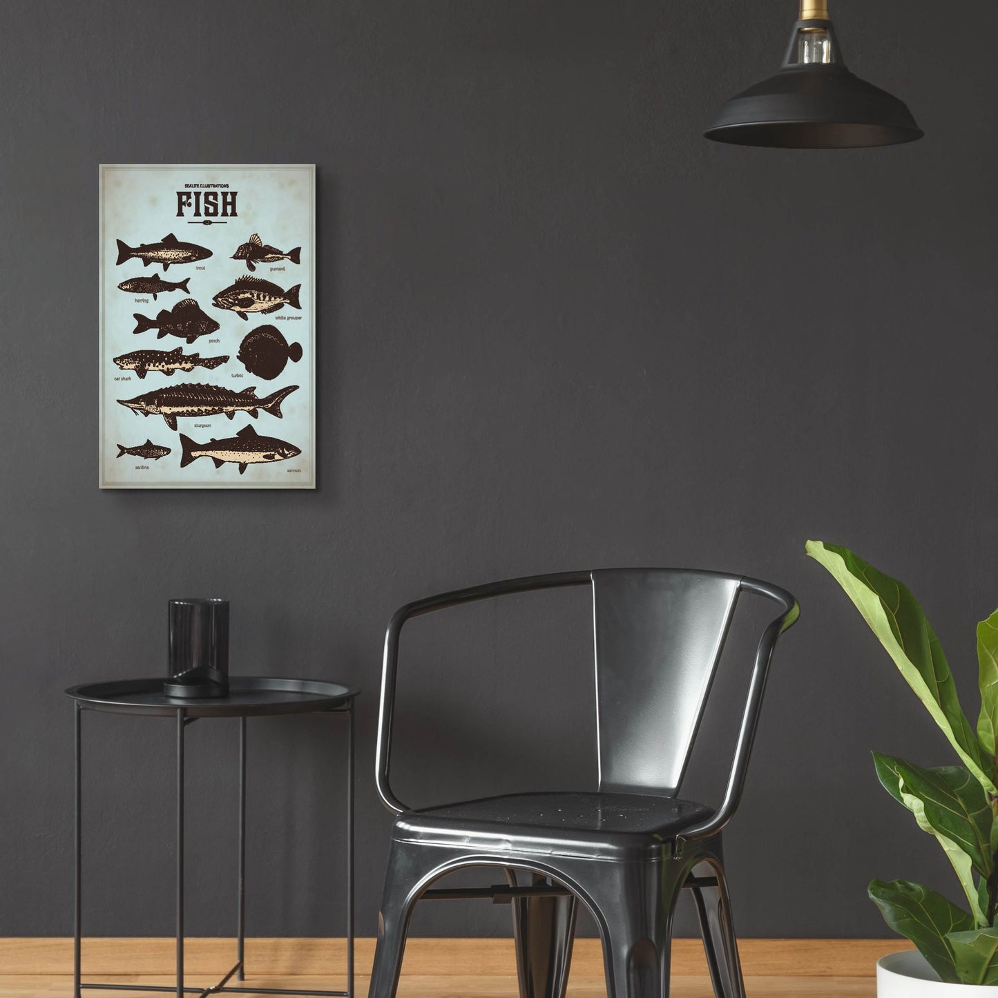 Epic Art 'Vintage Fish Poster' by Epic Portfolio, Acrylic Glass Wall Art,16x24