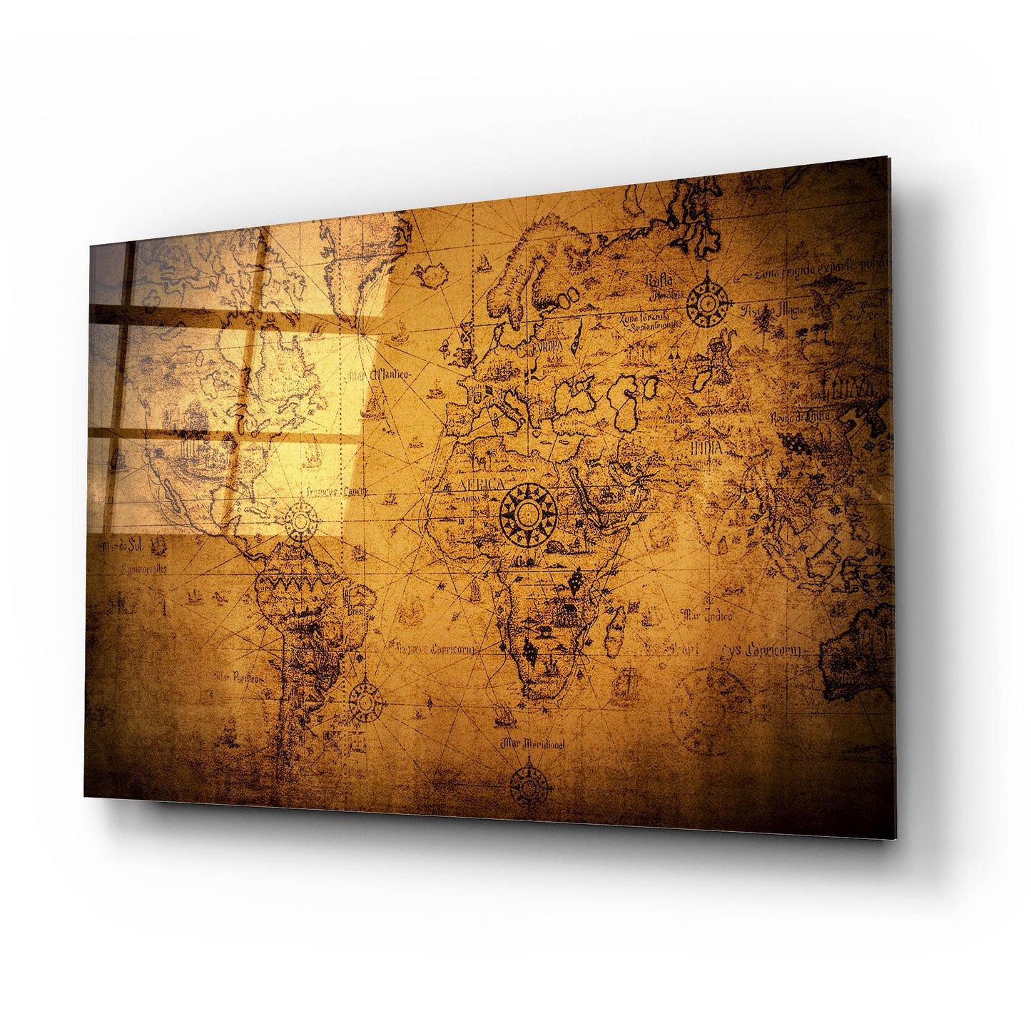 Epic Art 'Vintage Map' by Epic Portfolio, Acrylic Glass Wall Art,24x16