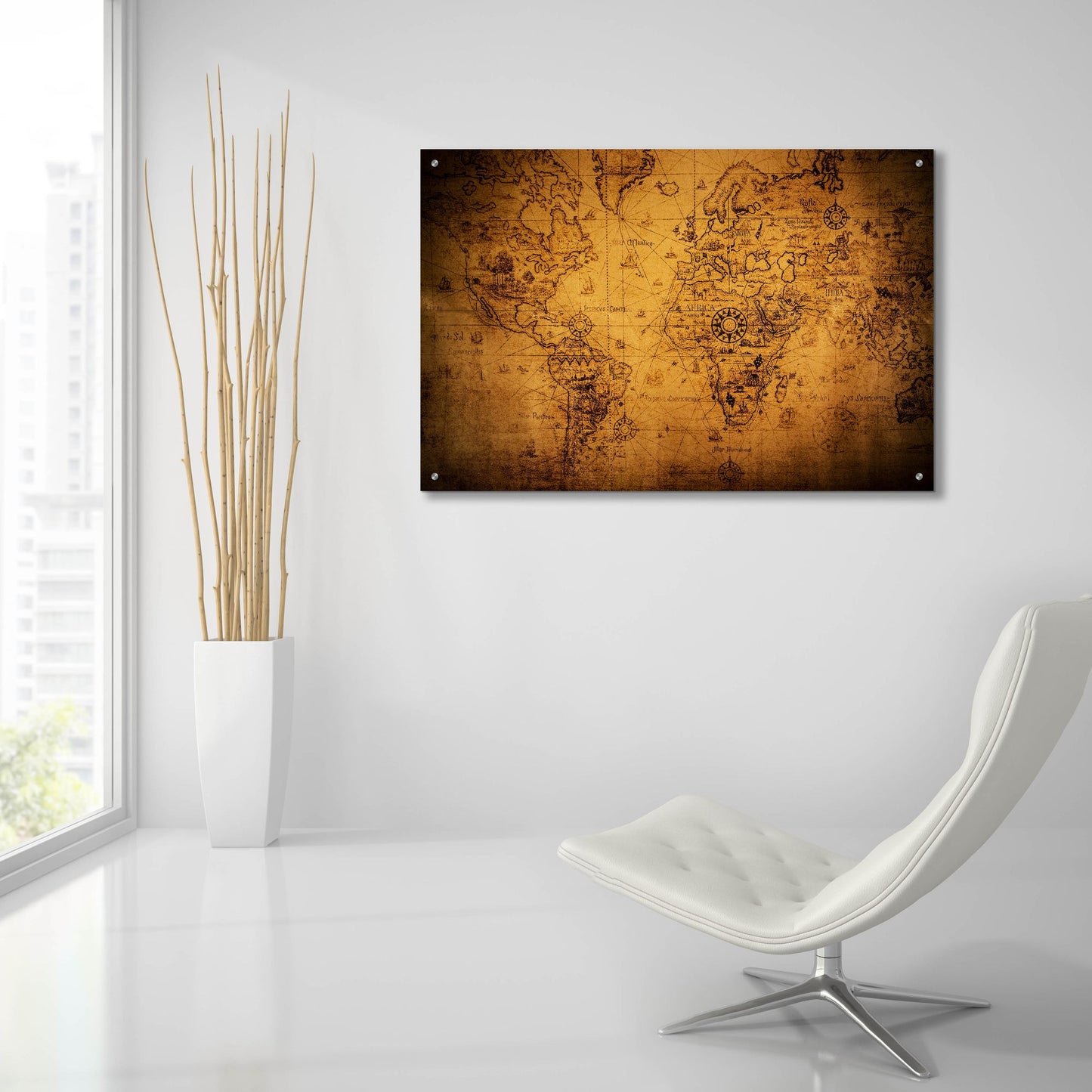 Epic Art 'Vintage Map' by Epic Portfolio, Acrylic Glass Wall Art,36x24