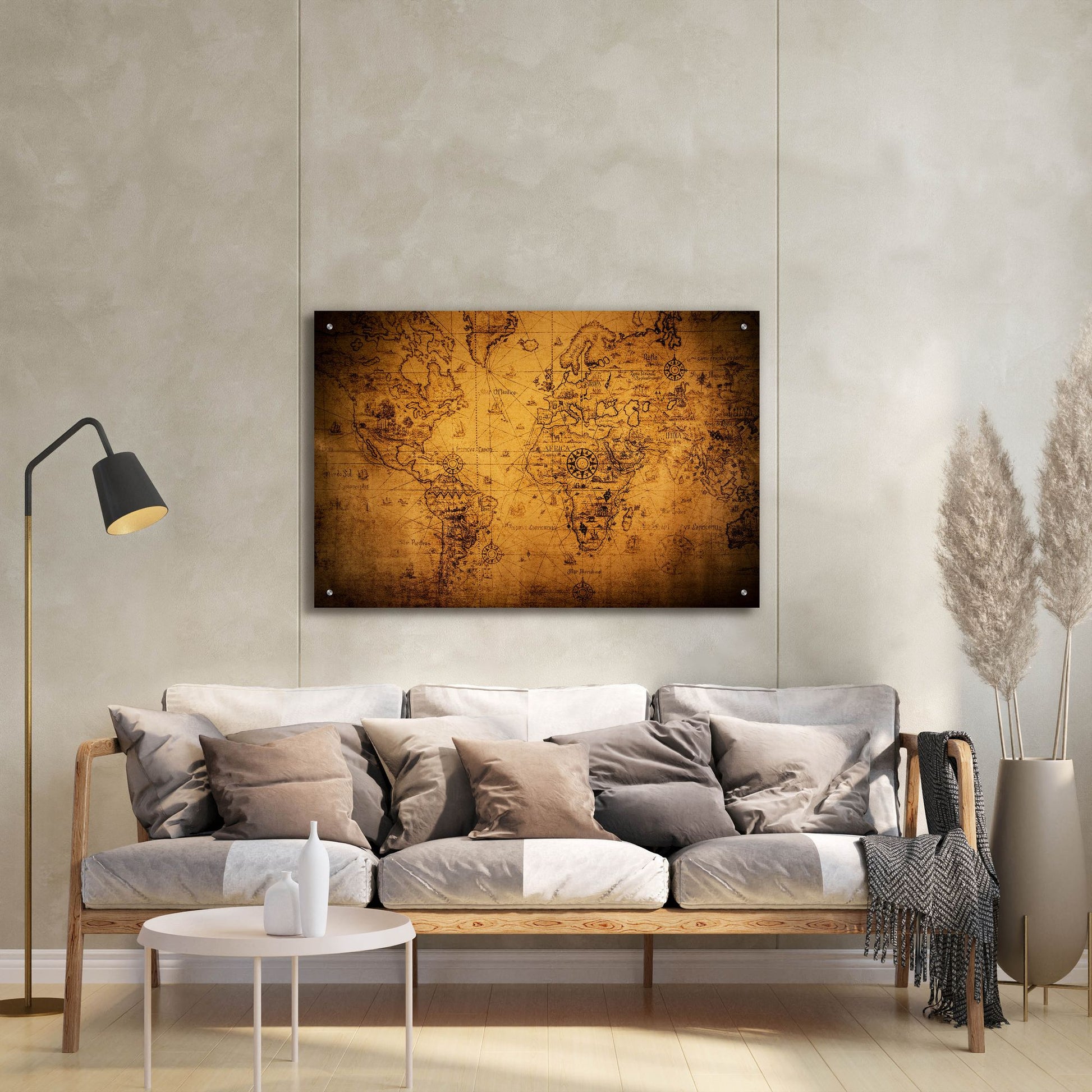 Epic Art 'Vintage Map' by Epic Portfolio, Acrylic Glass Wall Art,36x24