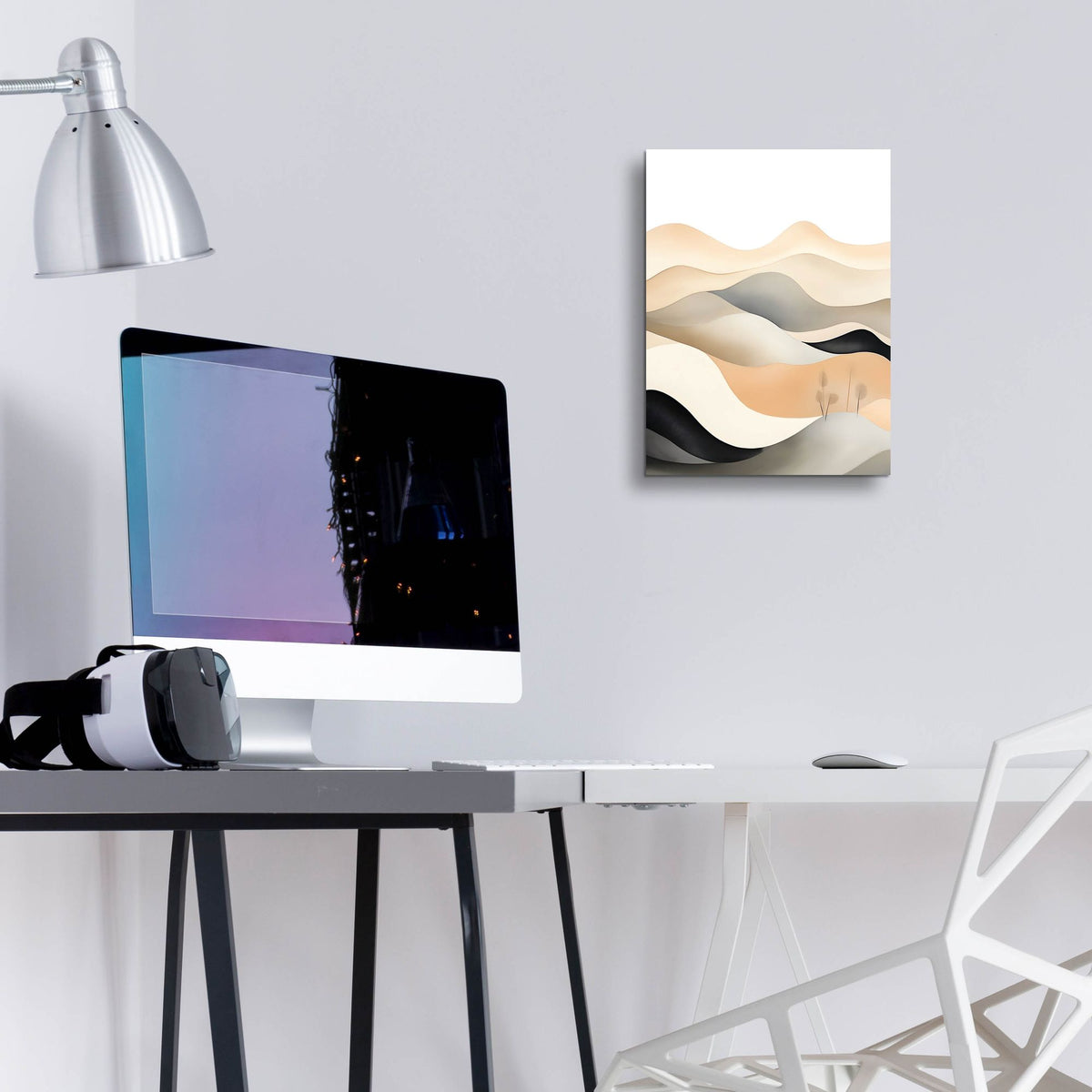 Epic Art 'Black & Beige Landscape 1' by Petals Prints Design, Acrylic Glass Wall Art,12x16