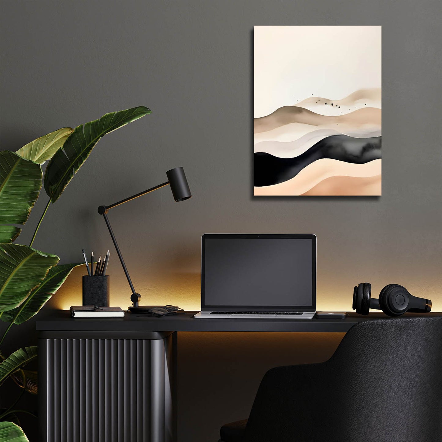 Epic Art 'Black & Beige Landscape 2' by Petals Prints Design, Acrylic Glass Wall Art,12x16