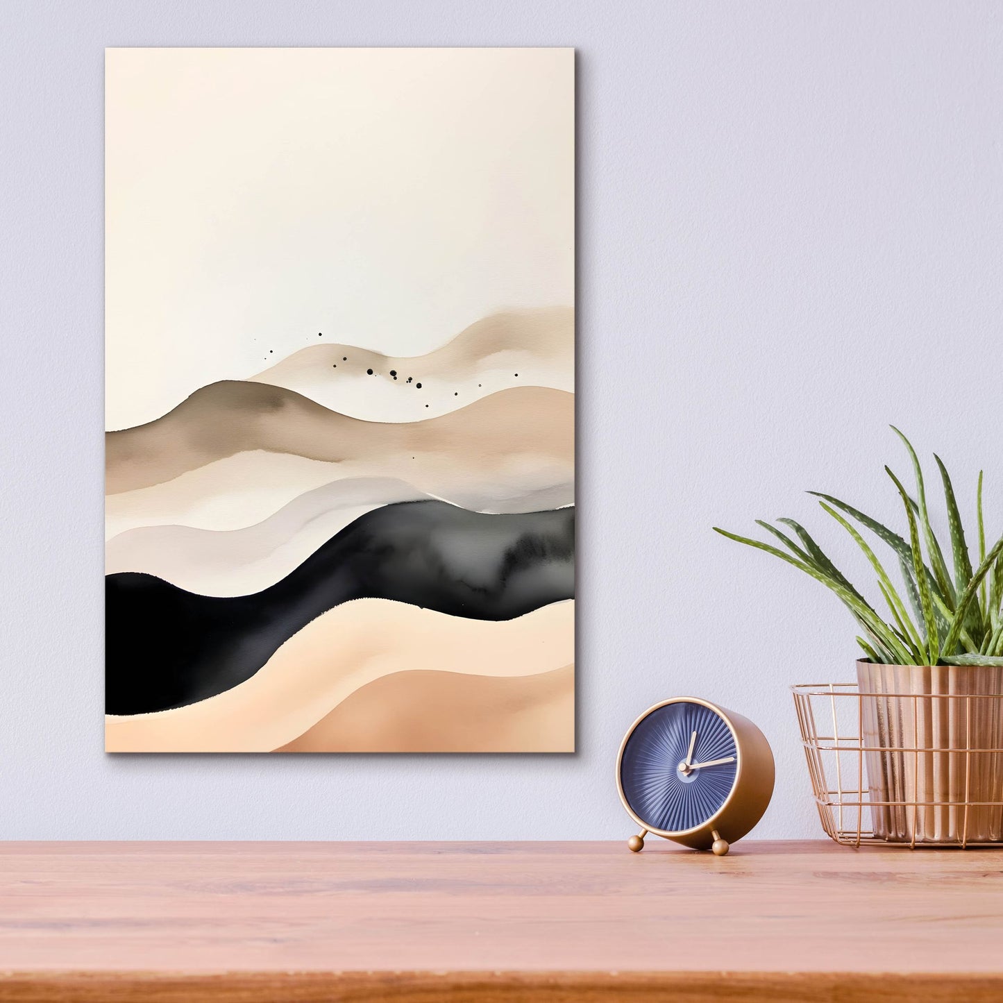 Epic Art 'Black & Beige Landscape 2' by Petals Prints Design, Acrylic Glass Wall Art,12x16