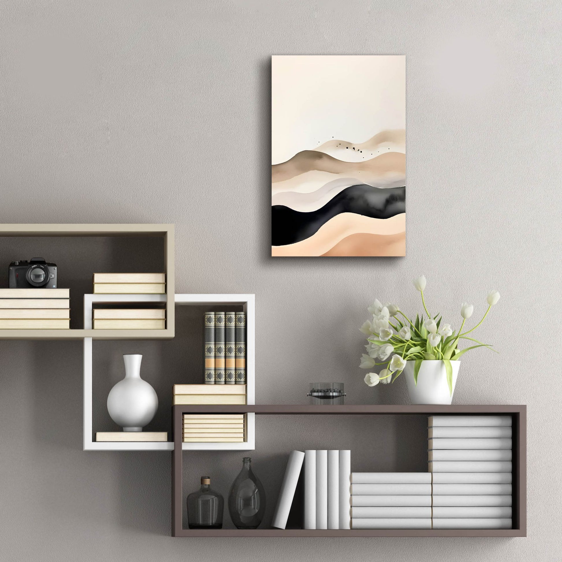 Epic Art 'Black & Beige Landscape 2' by Petals Prints Design, Acrylic Glass Wall Art,16x24