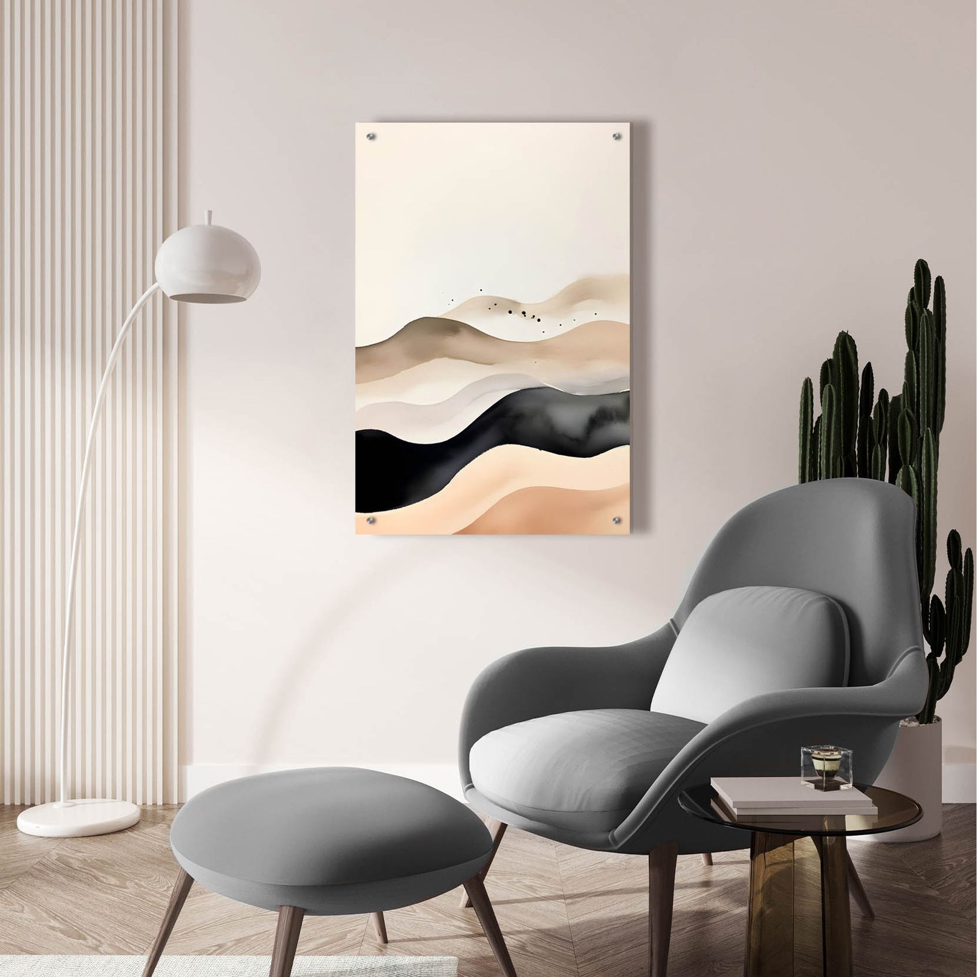 Epic Art 'Black & Beige Landscape 2' by Petals Prints Design, Acrylic Glass Wall Art,24x36