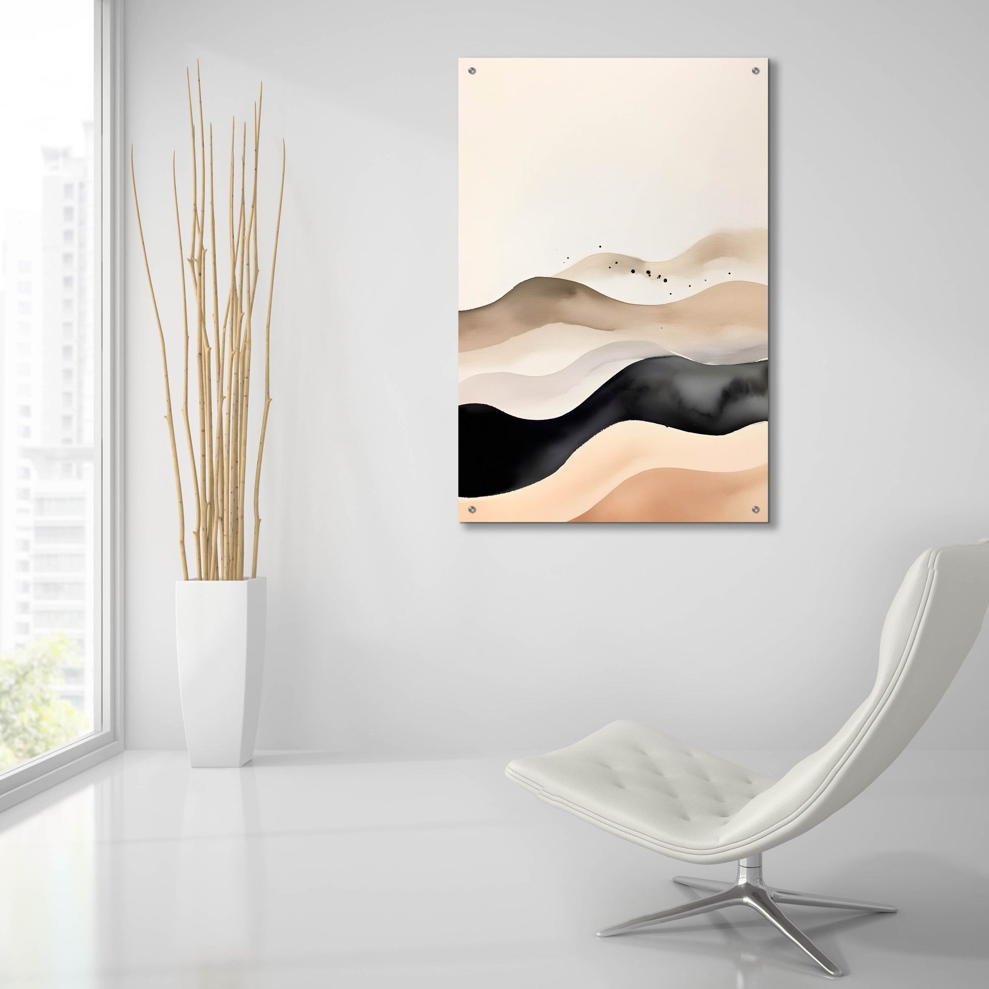 Epic Art 'Black & Beige Landscape 2' by Petals Prints Design, Acrylic Glass Wall Art,24x36