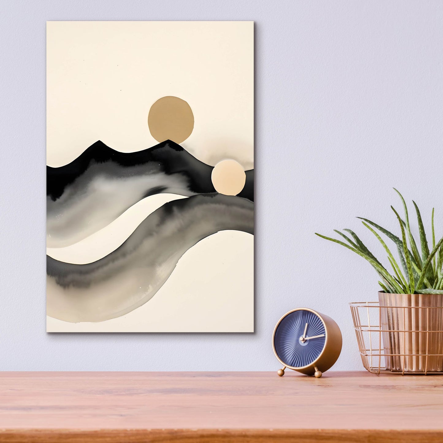 Epic Art 'Black & Beige Landscape 3' by Petals Prints Design, Acrylic Glass Wall Art,12x16