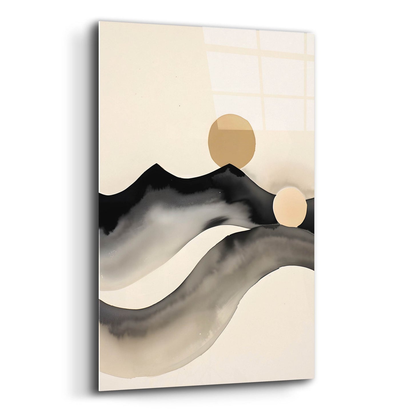 Epic Art 'Black & Beige Landscape 3' by Petals Prints Design, Acrylic Glass Wall Art,16x24