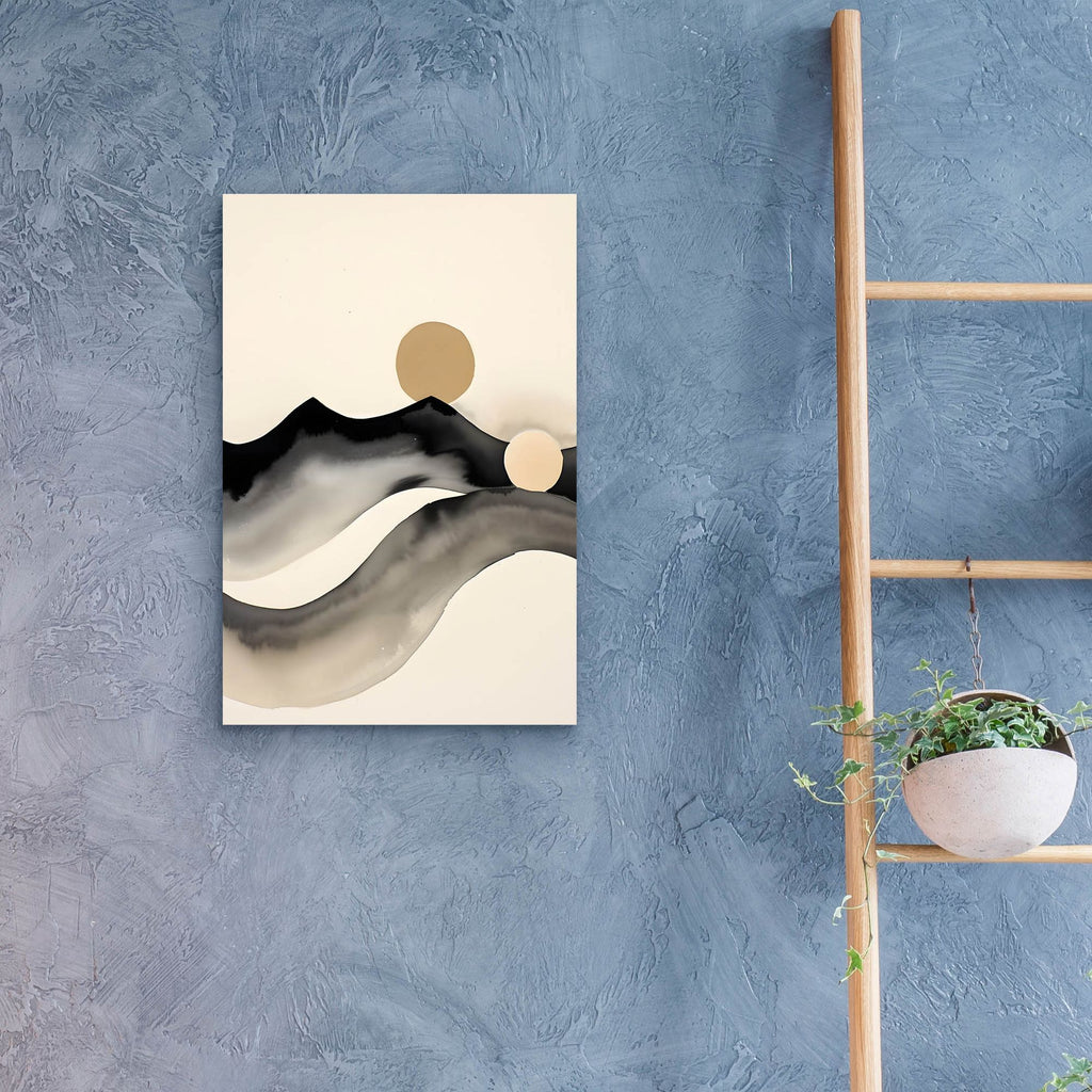Epic Art 'Black & Beige Landscape 3' by Petals Prints Design, Acrylic Glass Wall Art,16x24