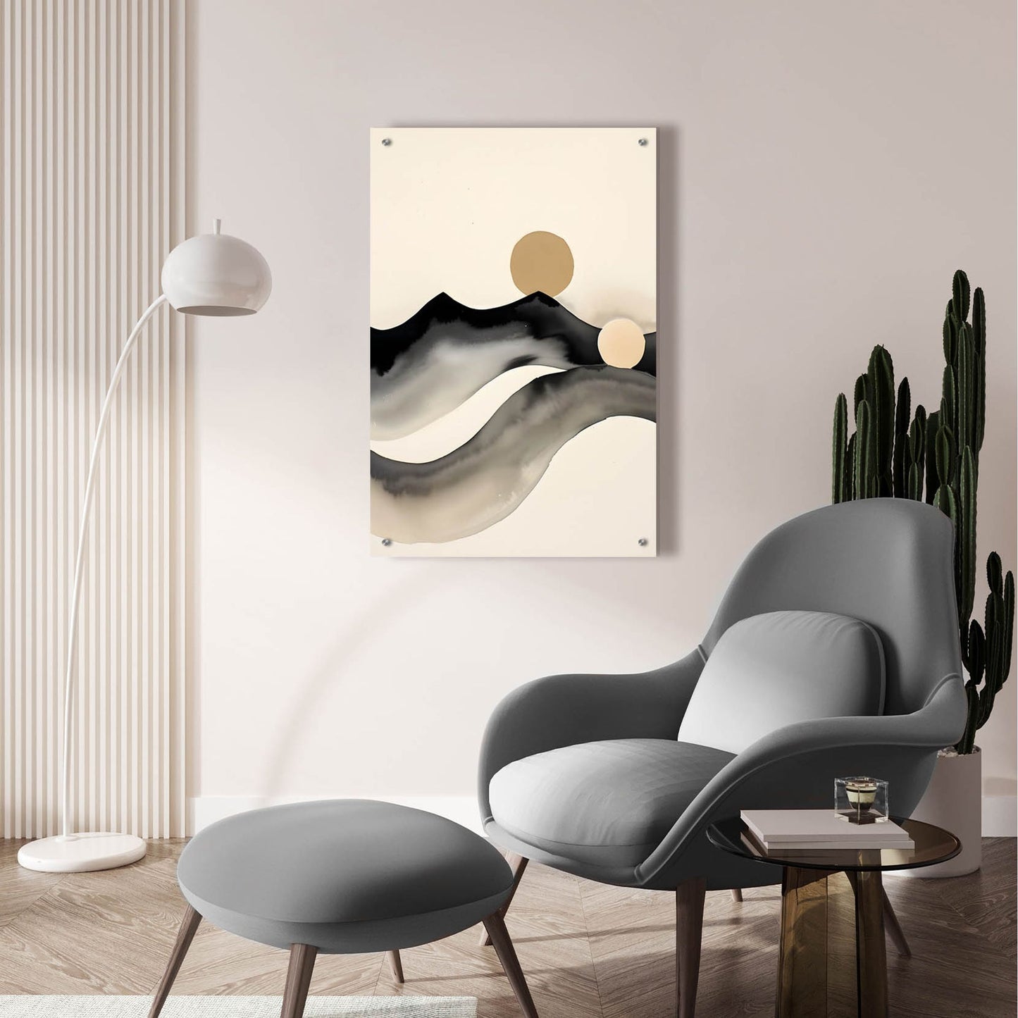 Epic Art 'Black & Beige Landscape 3' by Petals Prints Design, Acrylic Glass Wall Art,24x36