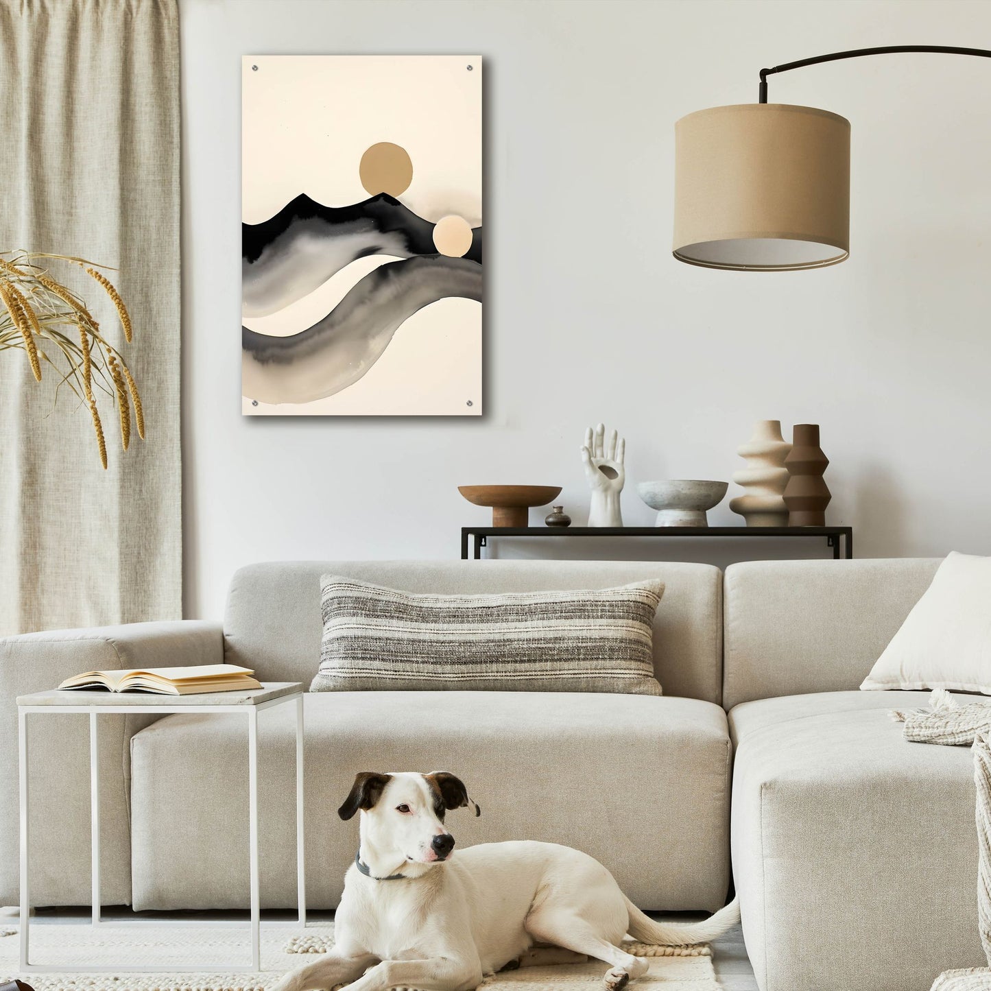 Epic Art 'Black & Beige Landscape 3' by Petals Prints Design, Acrylic Glass Wall Art,24x36