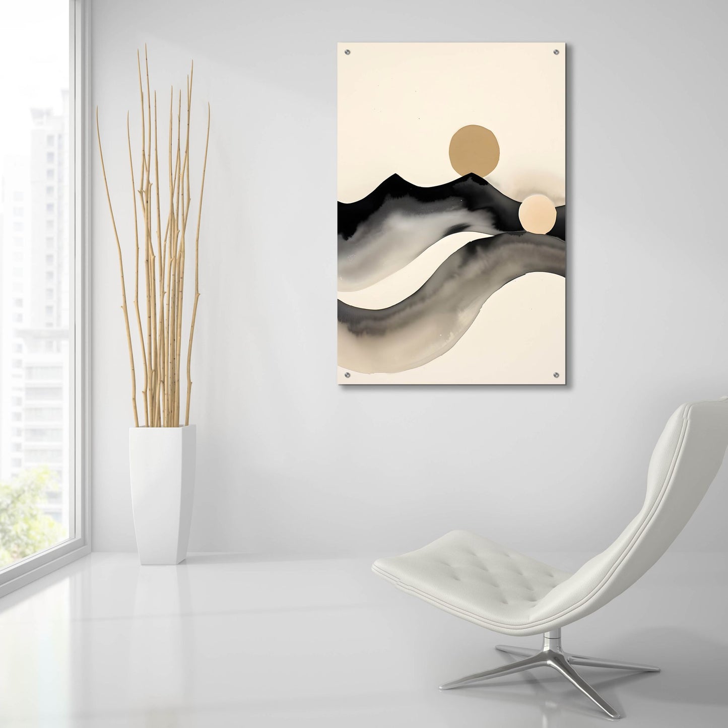 Epic Art 'Black & Beige Landscape 3' by Petals Prints Design, Acrylic Glass Wall Art,24x36