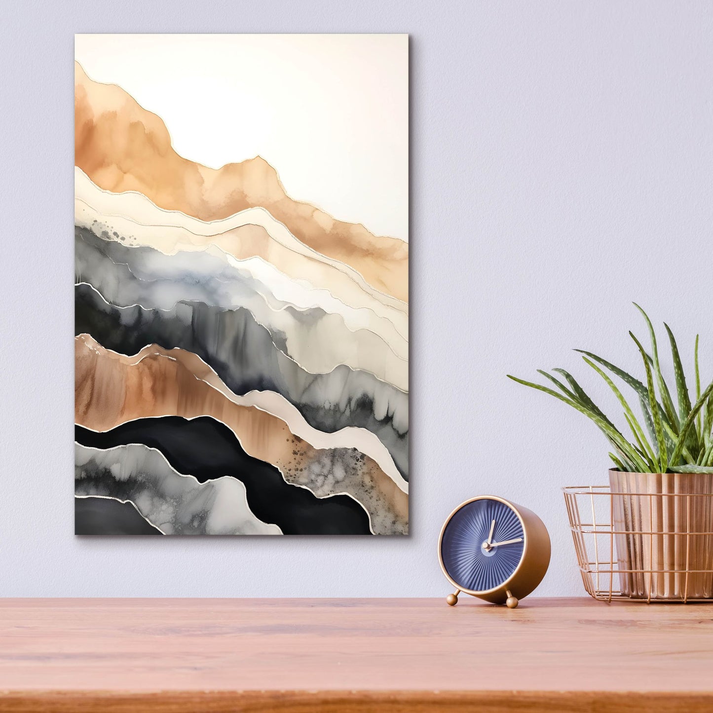 Epic Art 'Black & Beige Landscape 4' by Petals Prints Design, Acrylic Glass Wall Art,12x16