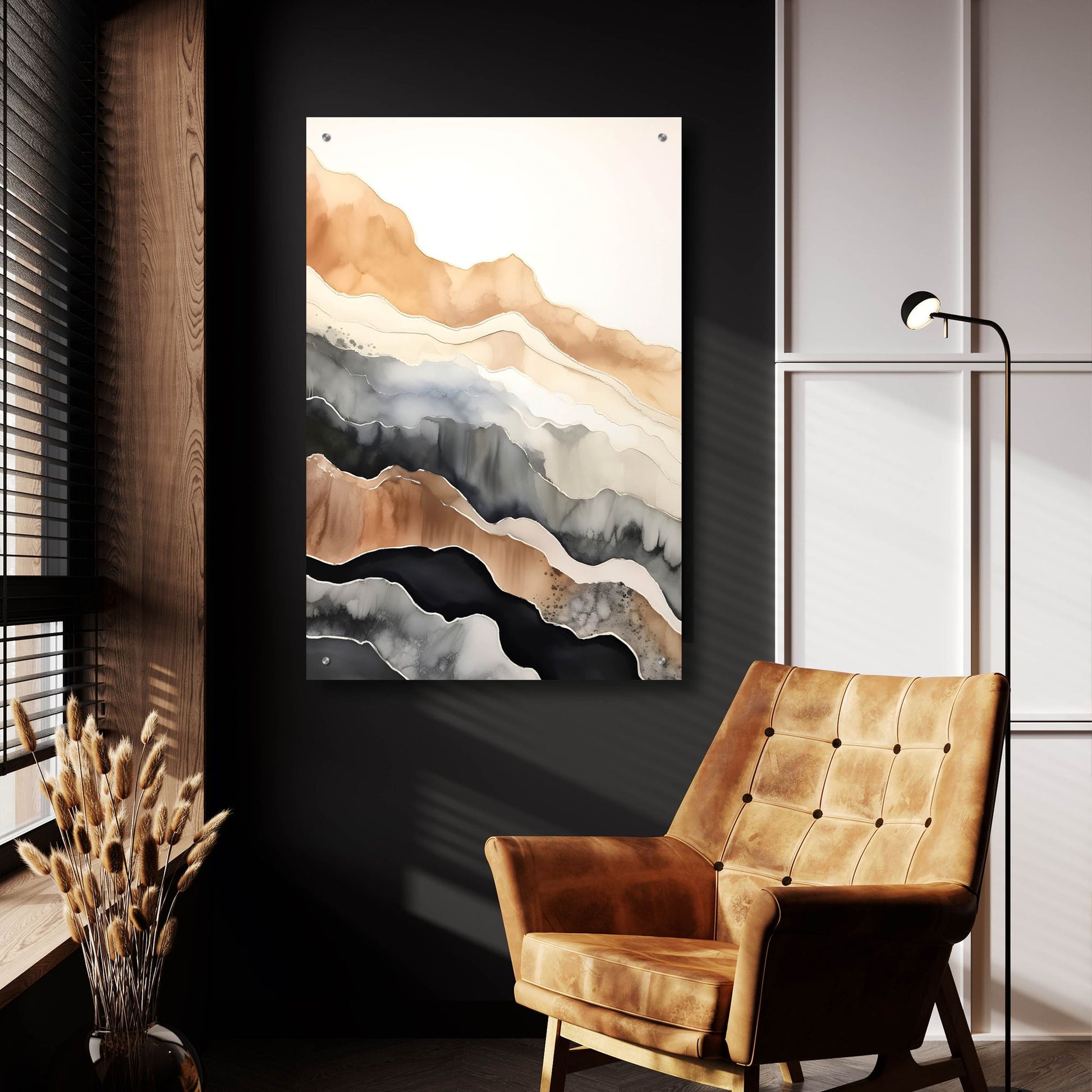 Epic Art 'Black & Beige Landscape 4' by Petals Prints Design, Acrylic Glass Wall Art,24x36