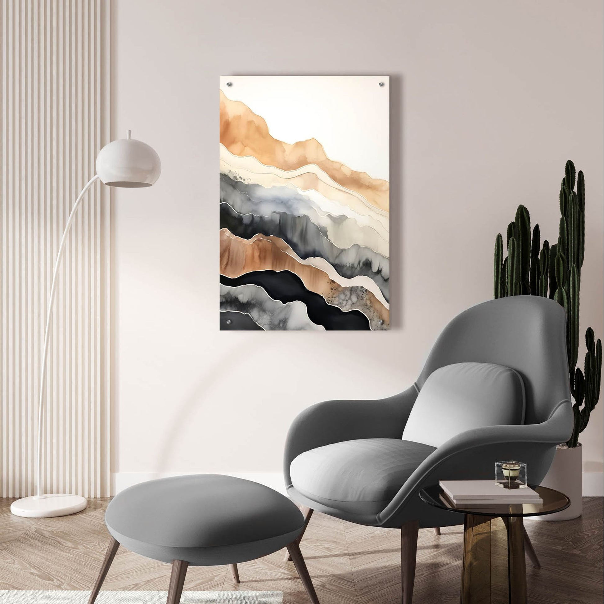 Epic Art 'Black & Beige Landscape 4' by Petals Prints Design, Acrylic Glass Wall Art,24x36