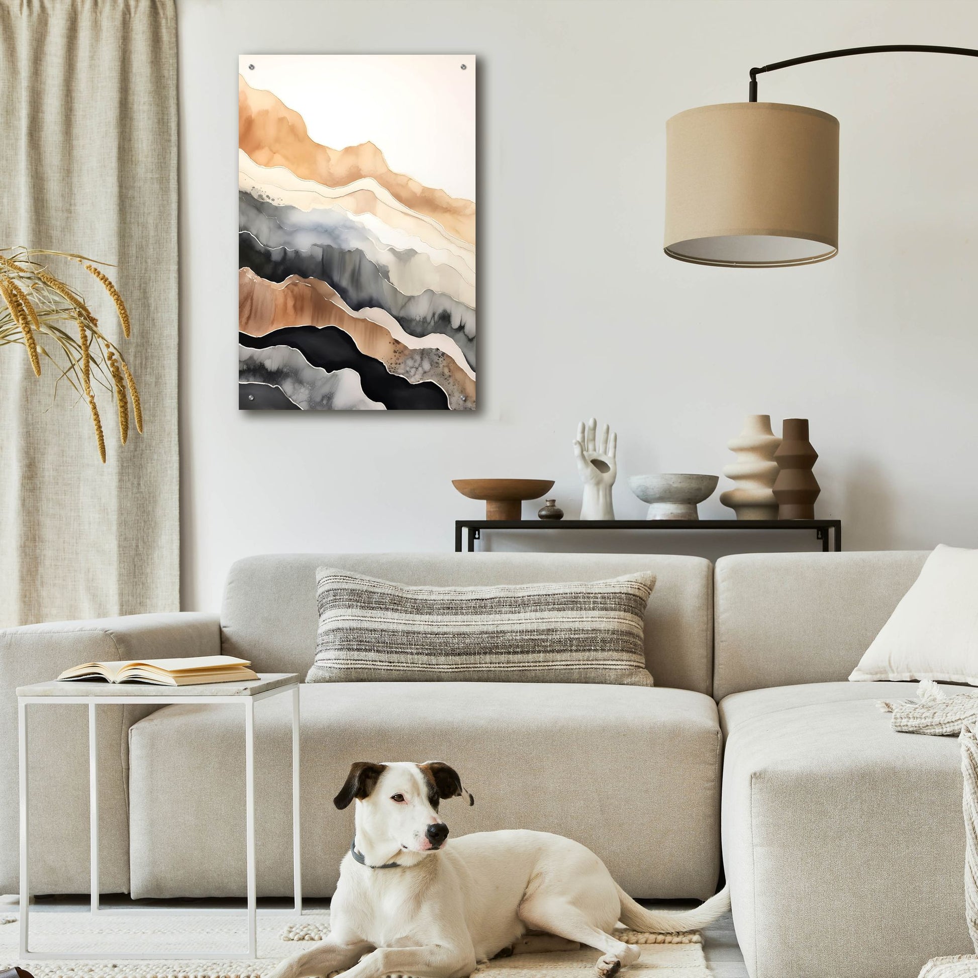 Epic Art 'Black & Beige Landscape 4' by Petals Prints Design, Acrylic Glass Wall Art,24x36