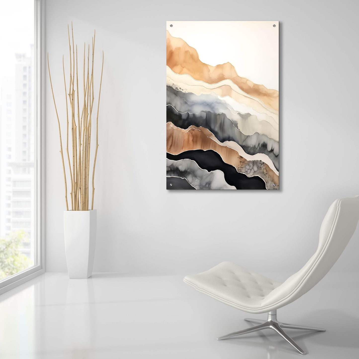 Epic Art 'Black & Beige Landscape 4' by Petals Prints Design, Acrylic Glass Wall Art,24x36