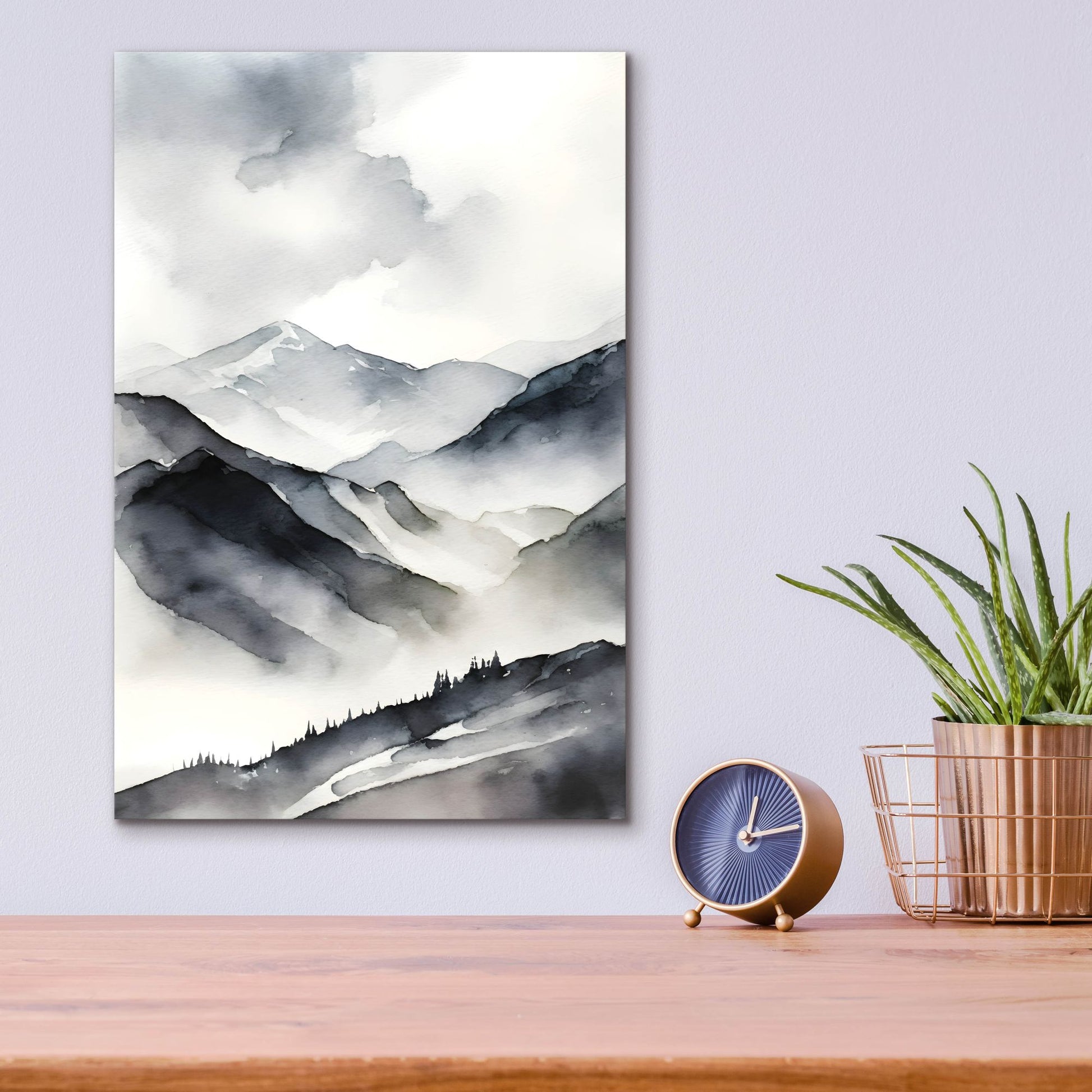 Epic Art 'Black & Beige Landscape 5' by Petals Prints Design, Acrylic Glass Wall Art,12x16