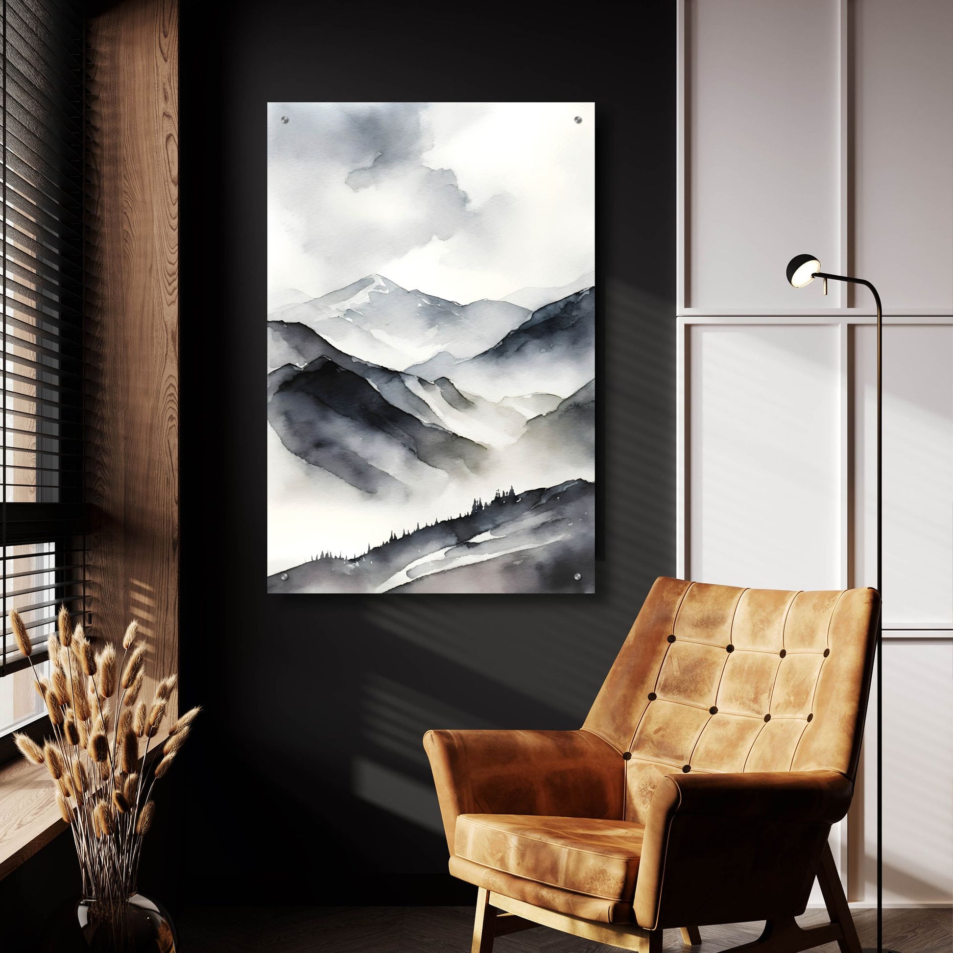 Epic Art 'Black & Beige Landscape 5' by Petals Prints Design, Acrylic Glass Wall Art,24x36