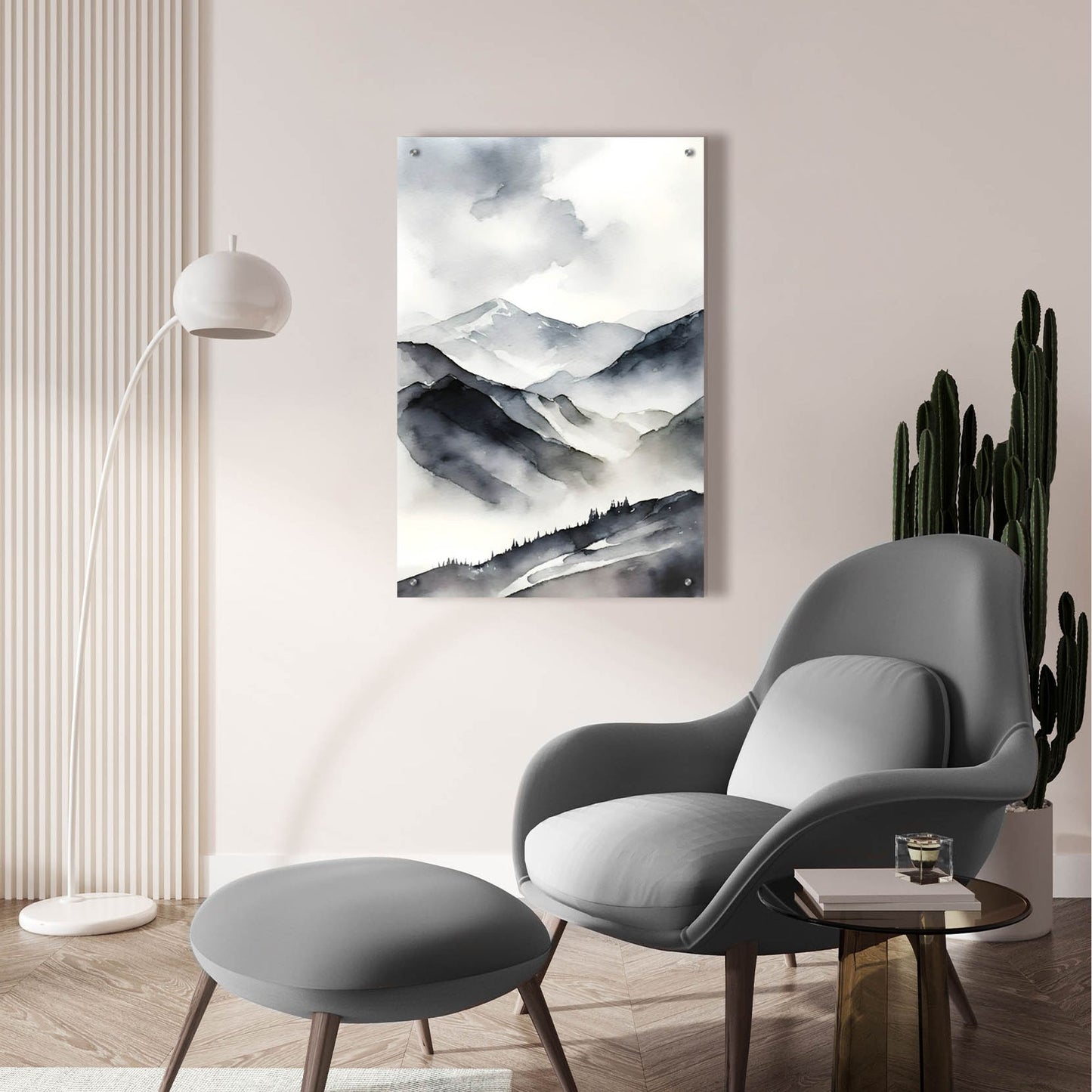 Epic Art 'Black & Beige Landscape 5' by Petals Prints Design, Acrylic Glass Wall Art,24x36