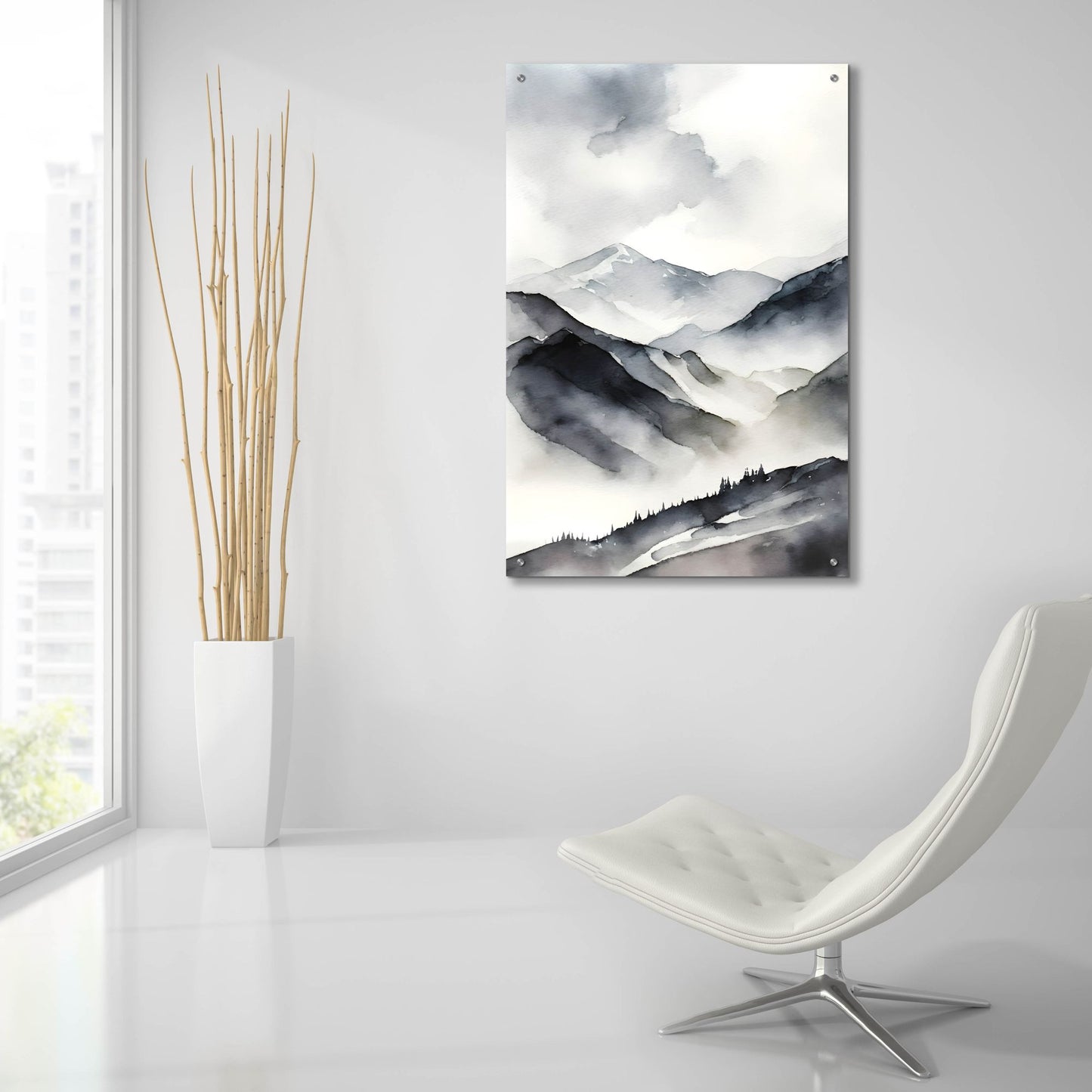 Epic Art 'Black & Beige Landscape 5' by Petals Prints Design, Acrylic Glass Wall Art,24x36