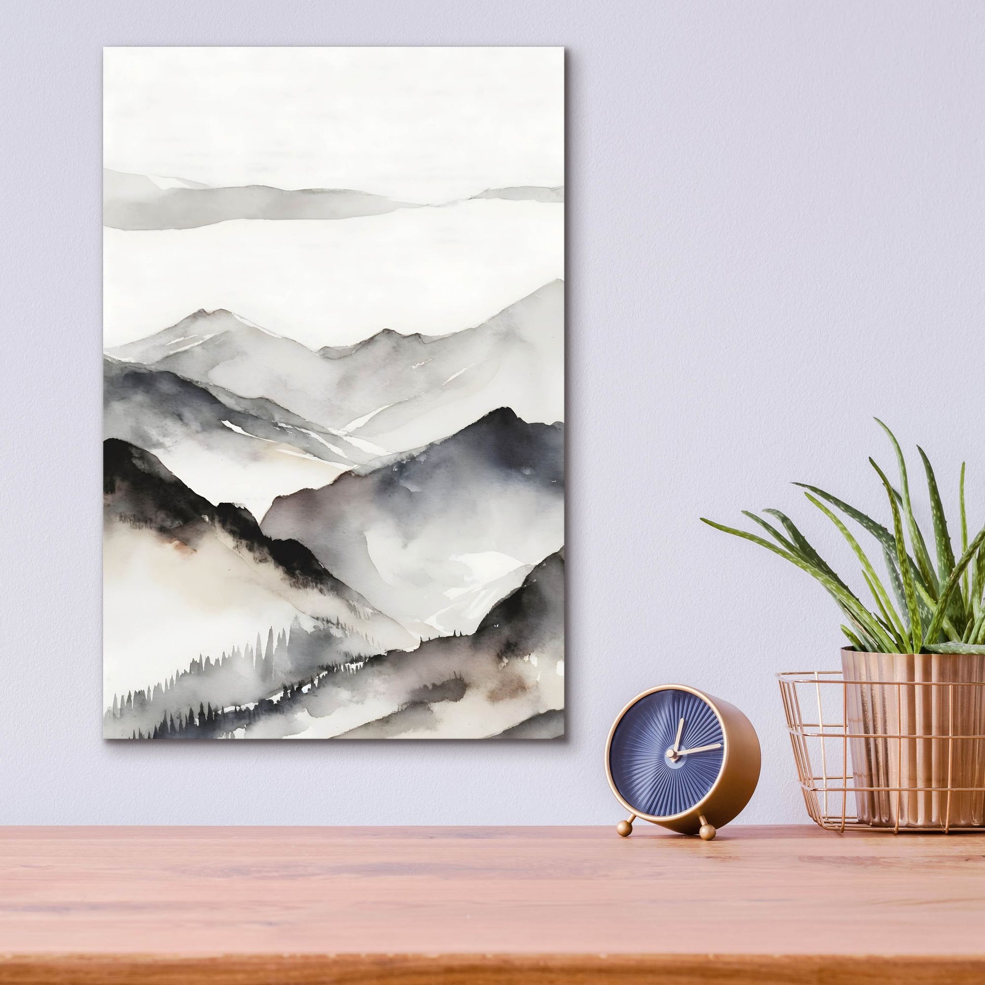 Epic Art 'Black & Beige Landscape 6' by Petals Prints Design, Acrylic Glass Wall Art,12x16