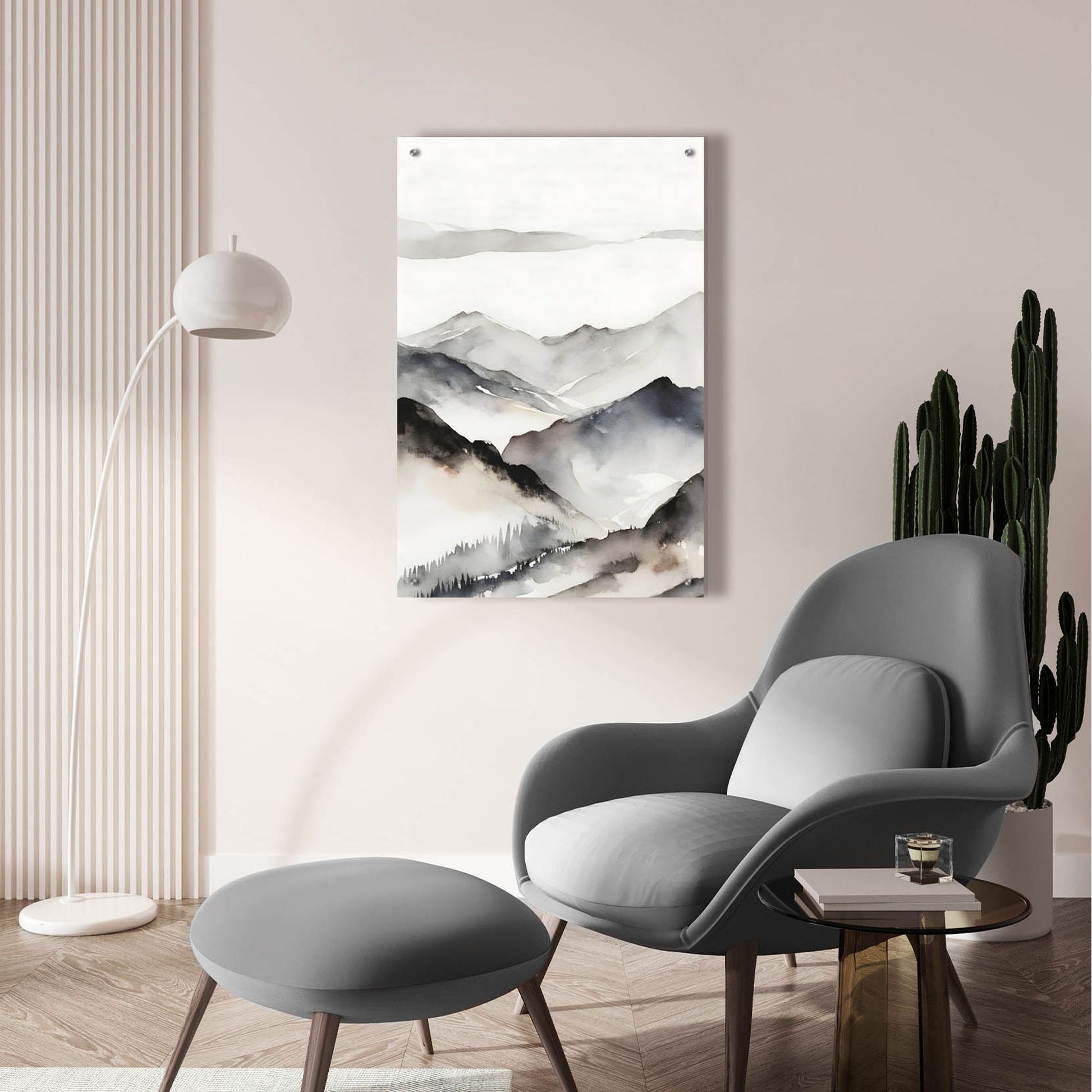 Epic Art 'Black & Beige Landscape 6' by Petals Prints Design, Acrylic Glass Wall Art,24x36