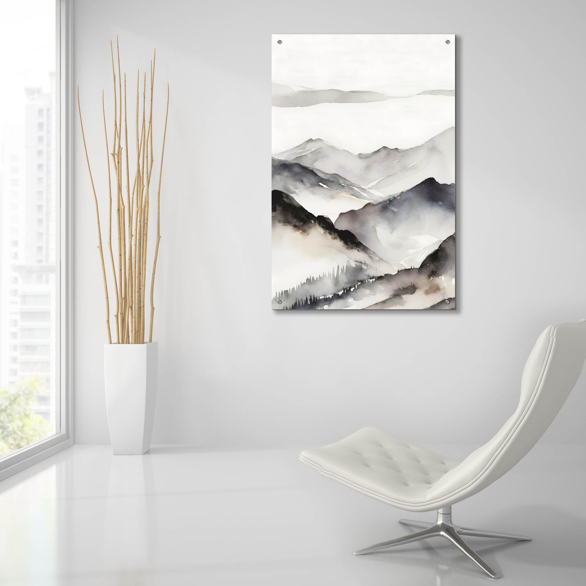 Epic Art 'Black & Beige Landscape 6' by Petals Prints Design, Acrylic Glass Wall Art,24x36