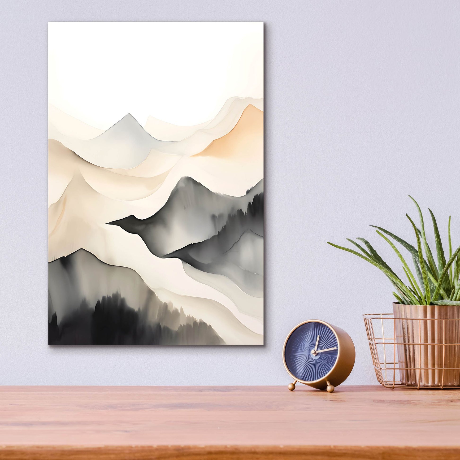 Epic Art 'Black & Beige Landscape 7' by Petals Prints Design, Acrylic Glass Wall Art,12x16