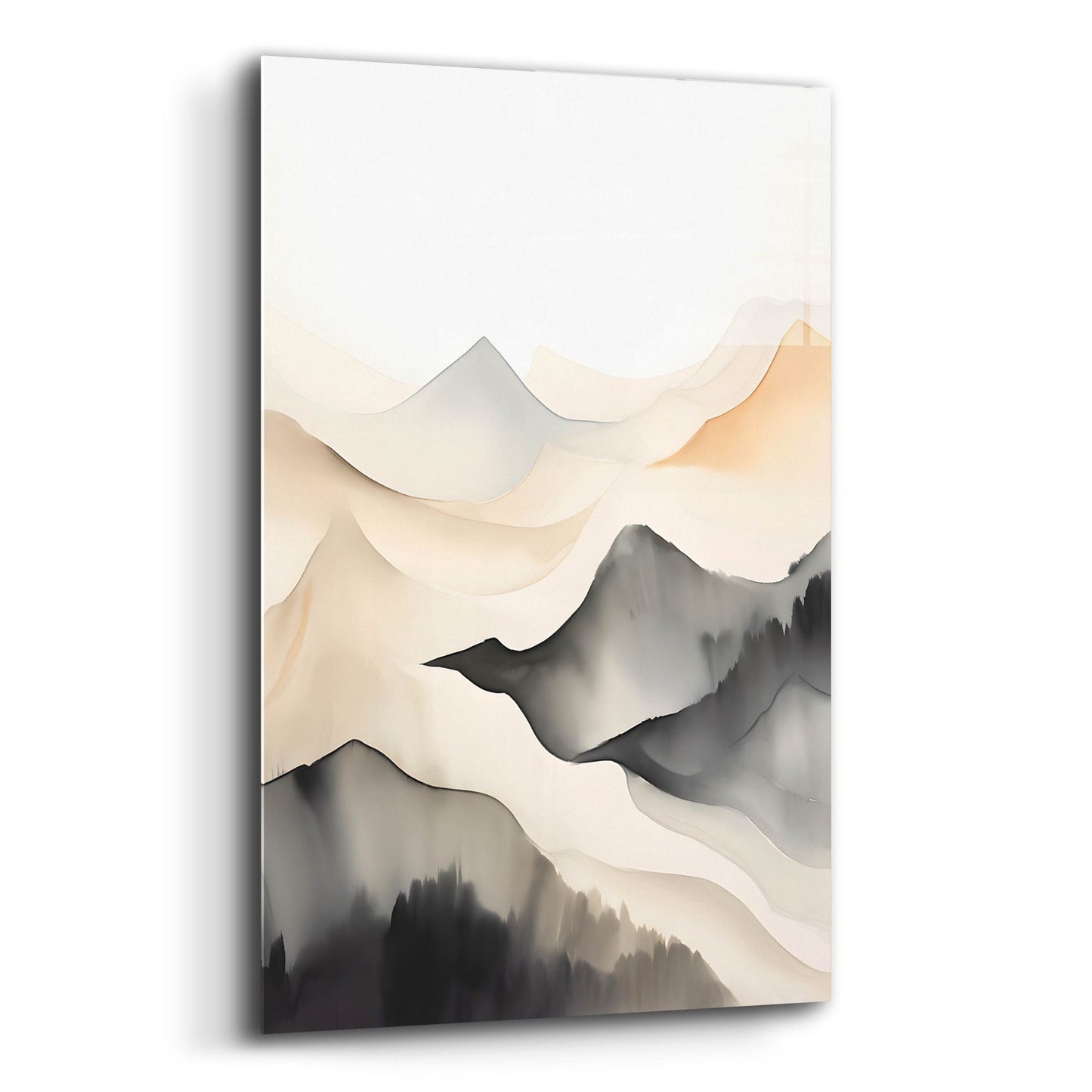 Epic Art 'Black & Beige Landscape 7' by Petals Prints Design, Acrylic Glass Wall Art,16x24