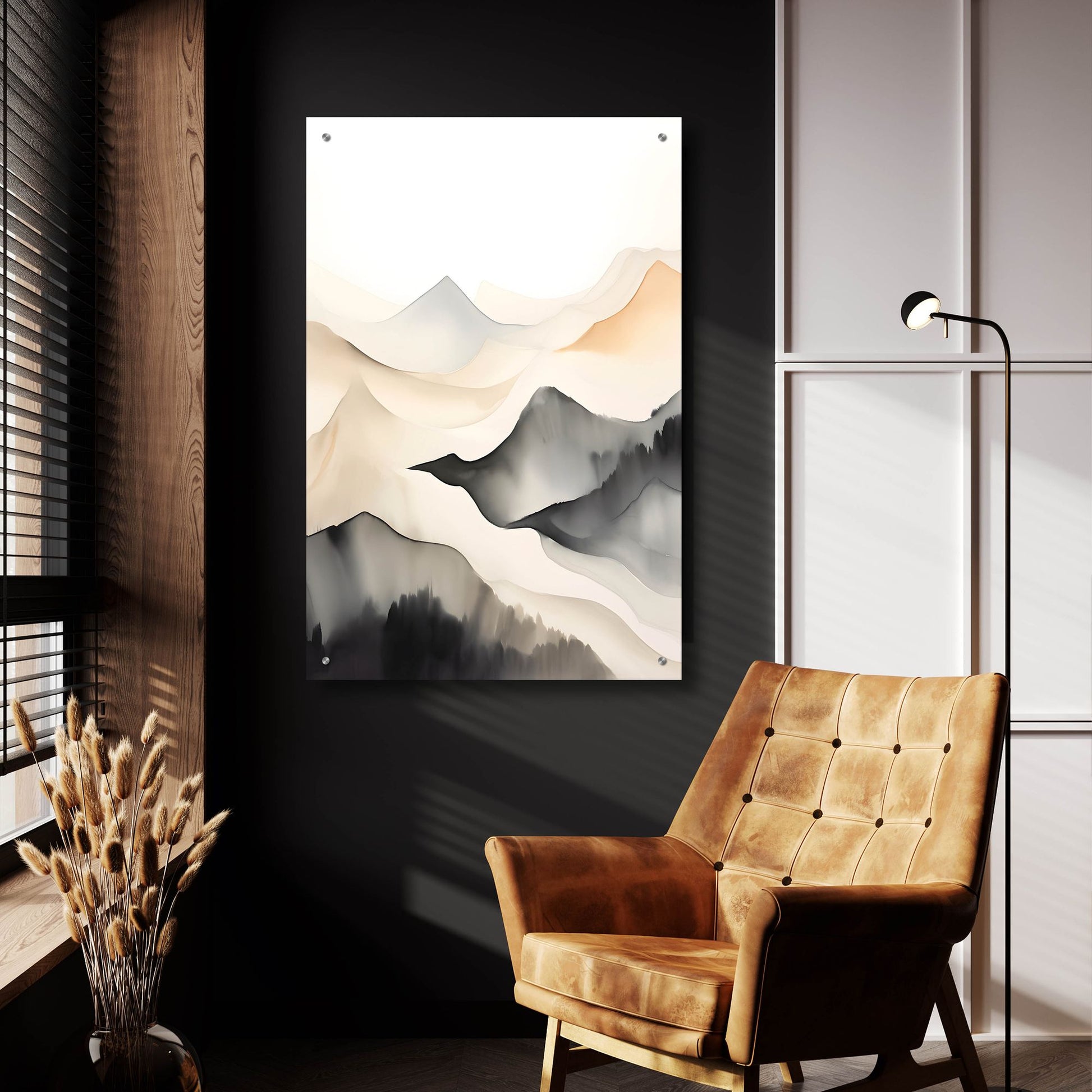 Epic Art 'Black & Beige Landscape 7' by Petals Prints Design, Acrylic Glass Wall Art,24x36