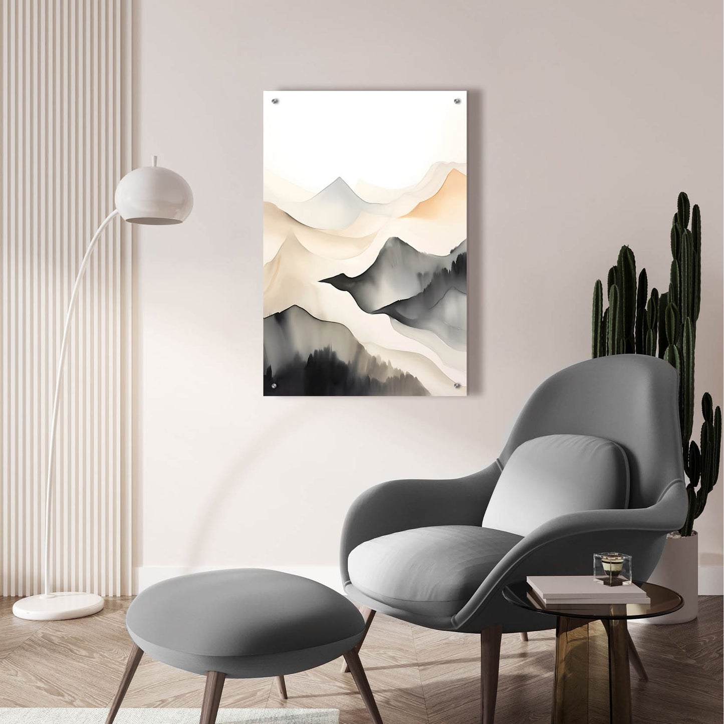 Epic Art 'Black & Beige Landscape 7' by Petals Prints Design, Acrylic Glass Wall Art,24x36