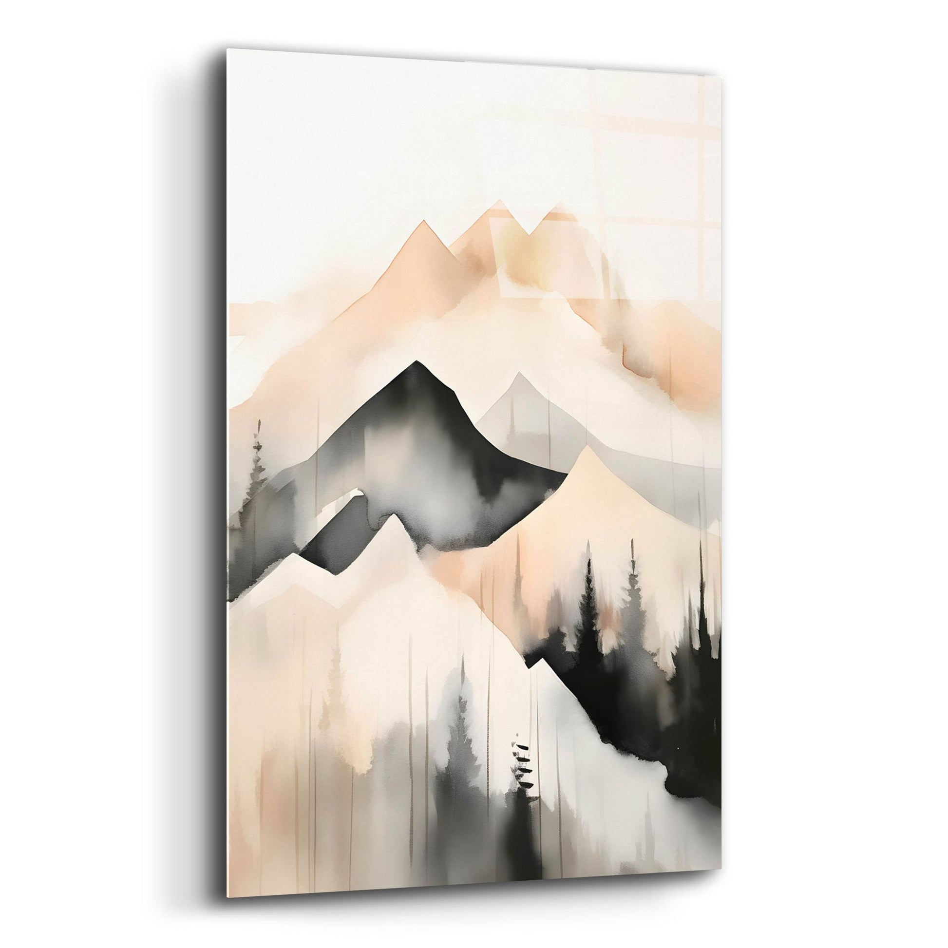 Epic Art 'Black & Beige Landscape 8' by Petals Prints Design, Acrylic Glass Wall Art,12x16