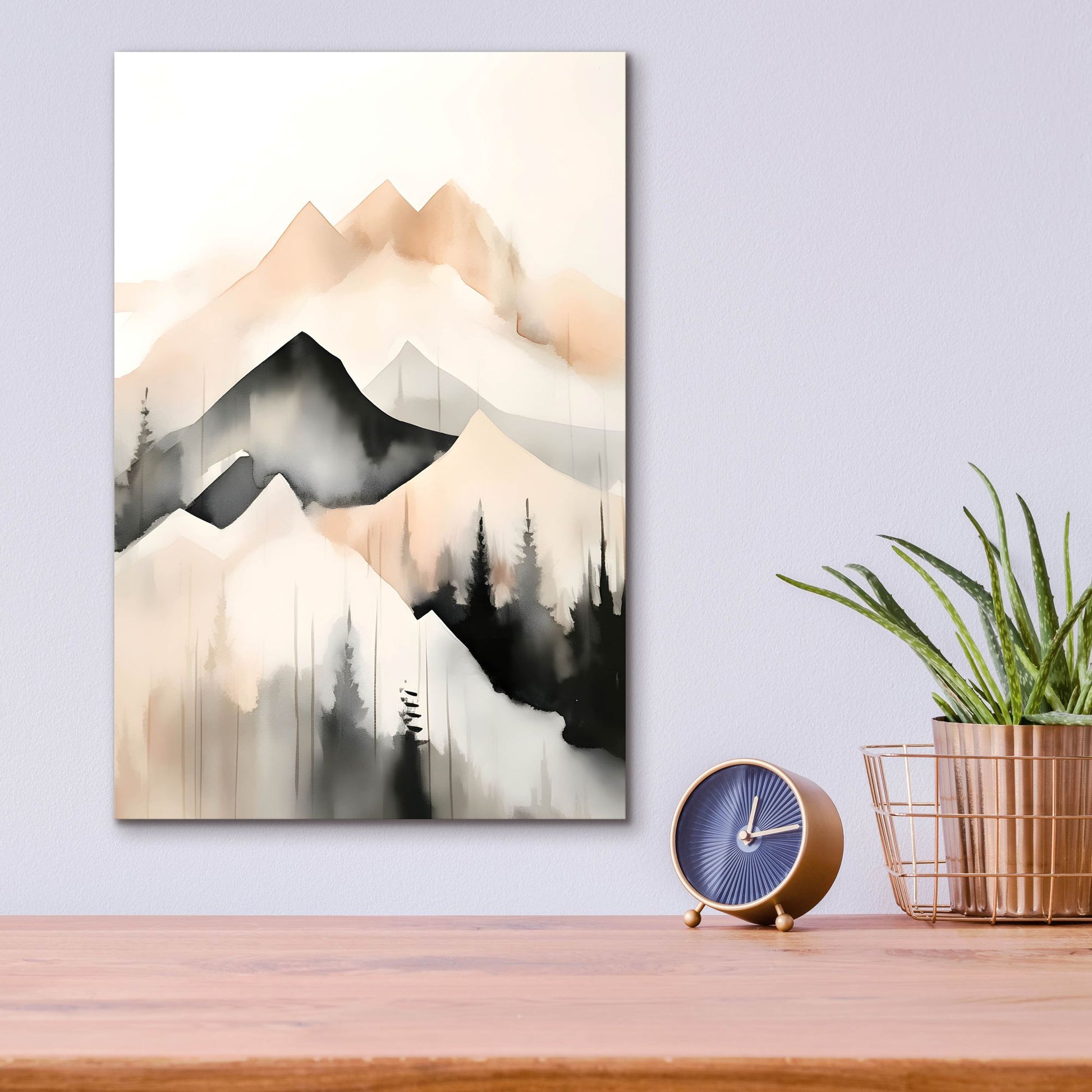 Epic Art 'Black & Beige Landscape 8' by Petals Prints Design, Acrylic Glass Wall Art,12x16